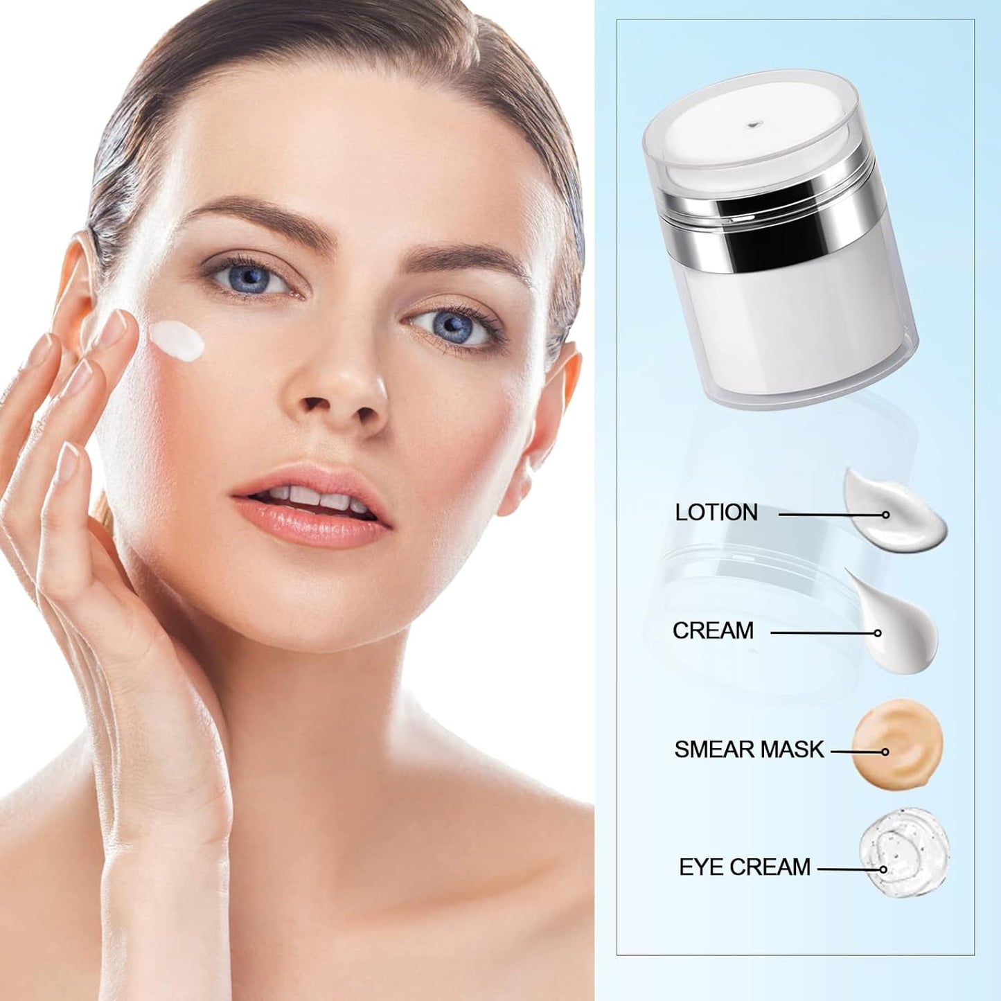 2Pack 30ml Airless Pump Jar - 1.0 Oz Moisturizer Pump Dispenser, Travel Lotion Container Vacuum Bottle for Skincare, Thick Moisturizer