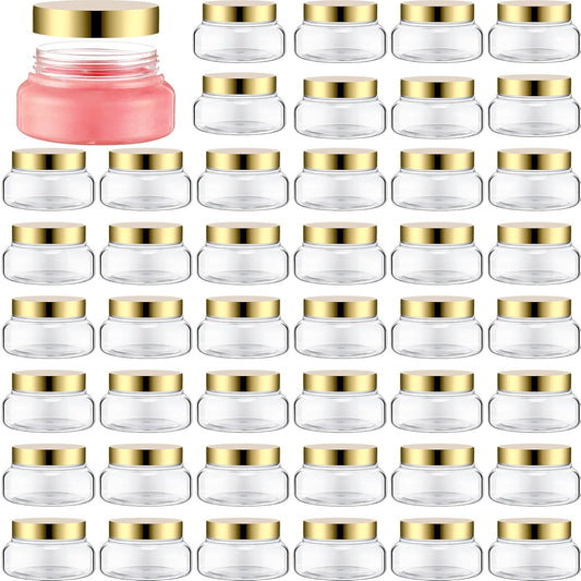 Mumufy Clear Plastic Jars with Lids Round Plastic Containers Empty Travel Containers for Creams Refillable Cosmetic Jars for Lotions Body Scrub Body Butter(48 Pcs,5 oz)
