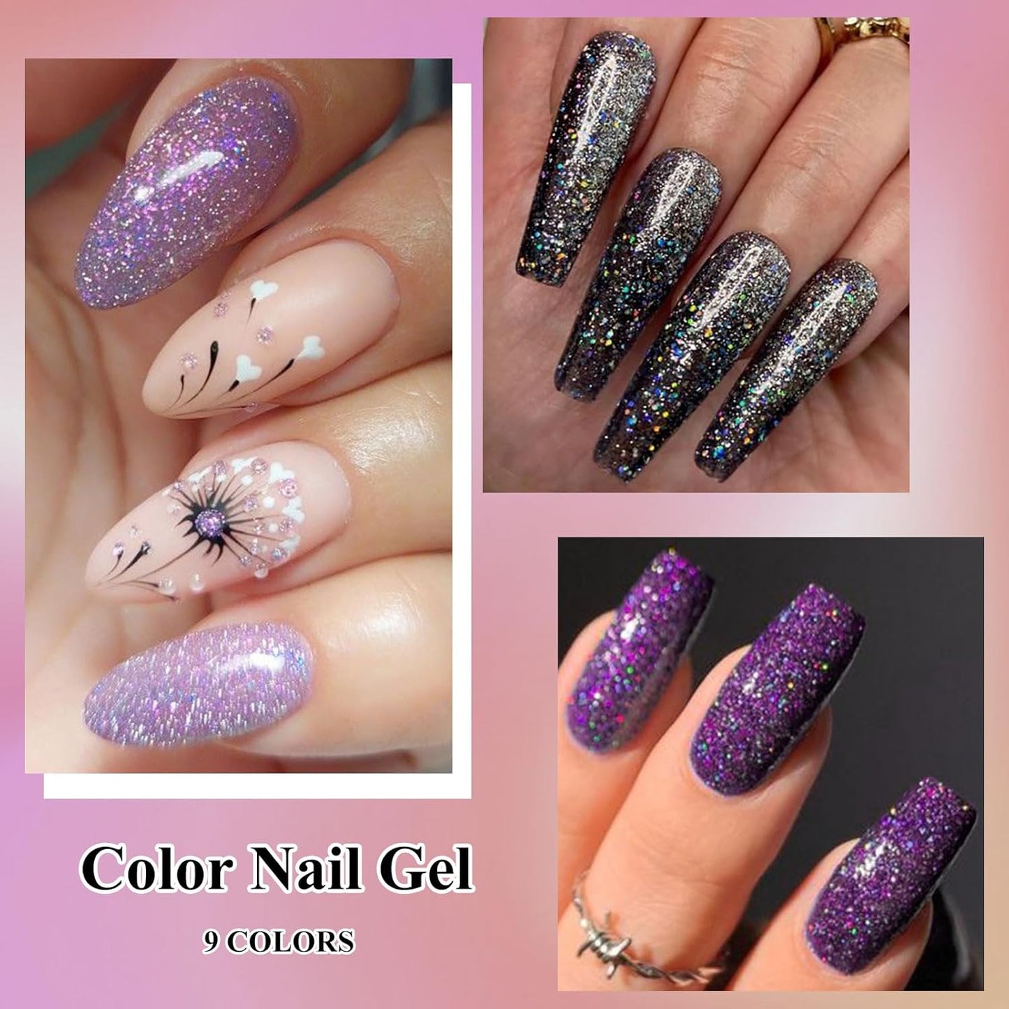 MEET ACROSS 9 Colors Gel Nail Polish + 3PCS Function Gel Nail Polish Kit,Fashion Nail Art Set Design Gifts for Women Manicure Salon (SET23, 12pcs)