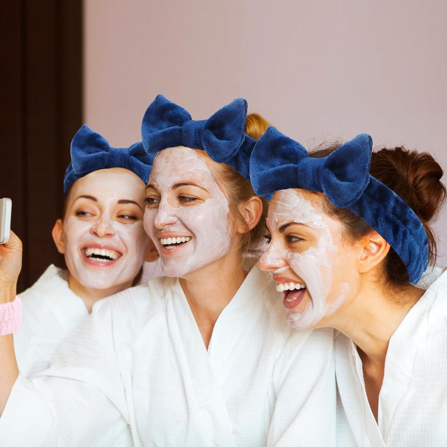 CIEHER 8 Pcs Spa Headbands for Women Girls, Dark Blue Spa Headband for Bachelorette Party Sleep Party, Skincare Makeup Face Wash, Bachelorette Gifts for Bridesmaid