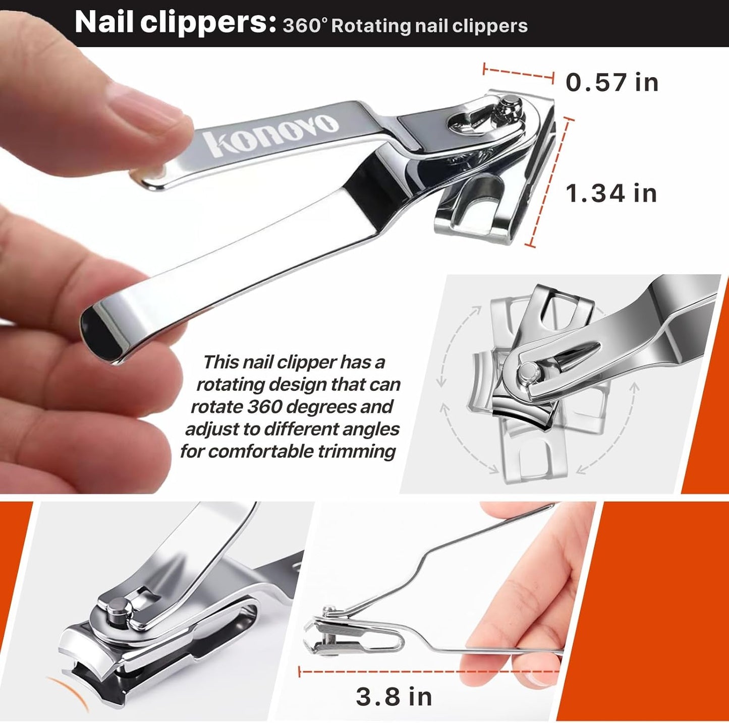 Toenail Clippers for Seniors Thick Toenails, Toe Nail Clippers Adult Thick Nails Long Handle, Professional Heavy Duty Nail Clippers 6Pcs Black