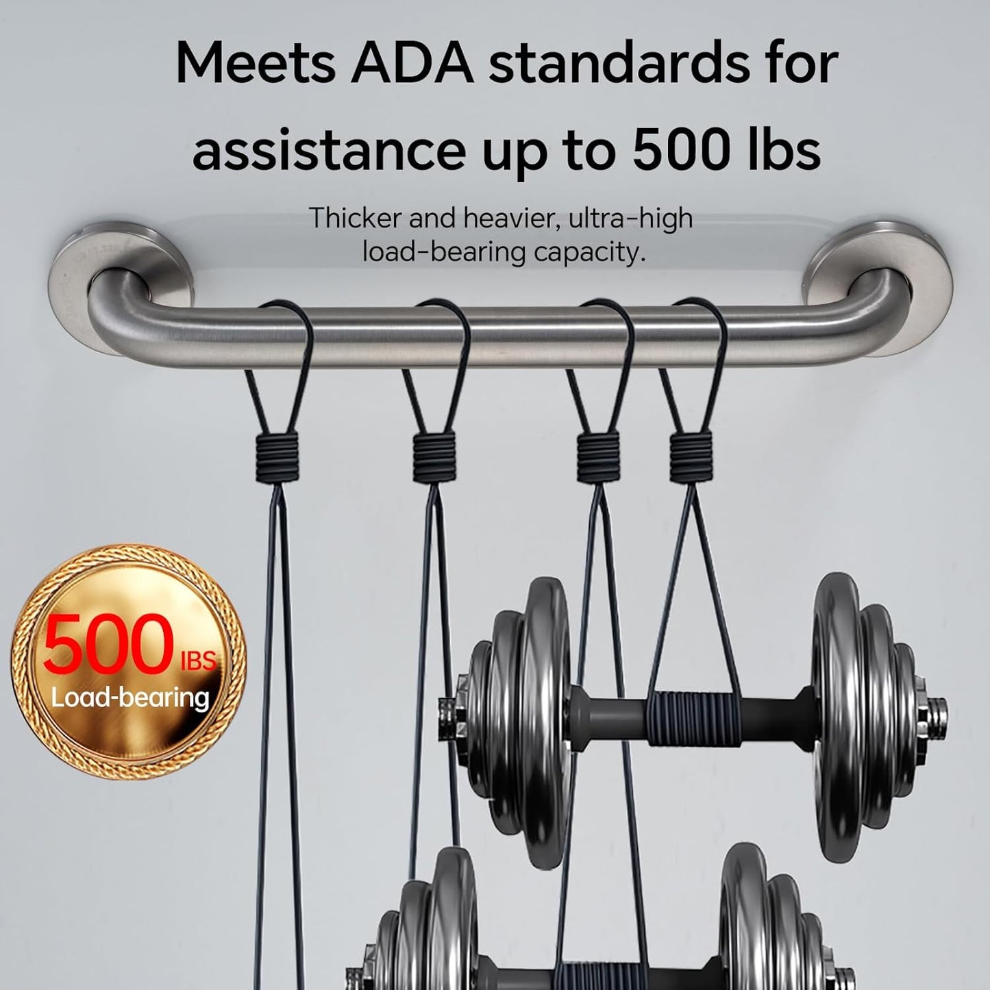 Joyrain 16-inch Bathroom Safety Grab Bar - 500lb Weight Capacity ADA Certified Anti-Slip Handle for Shower/Tub/Toilet, Elderly & Disabled Assist (Brushed Stainless Steel, 18 inch)