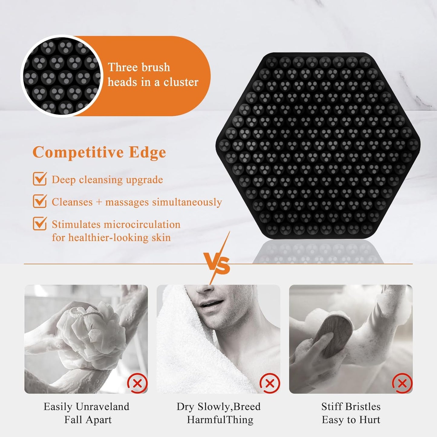 VWMYQ Silicone Face Scrubber for Men, Gentle Exfoliator Pad & Massager, Facial Cleansing Brush Silicone Face Wash Brush Removes Dead & Dry Skin (Black)