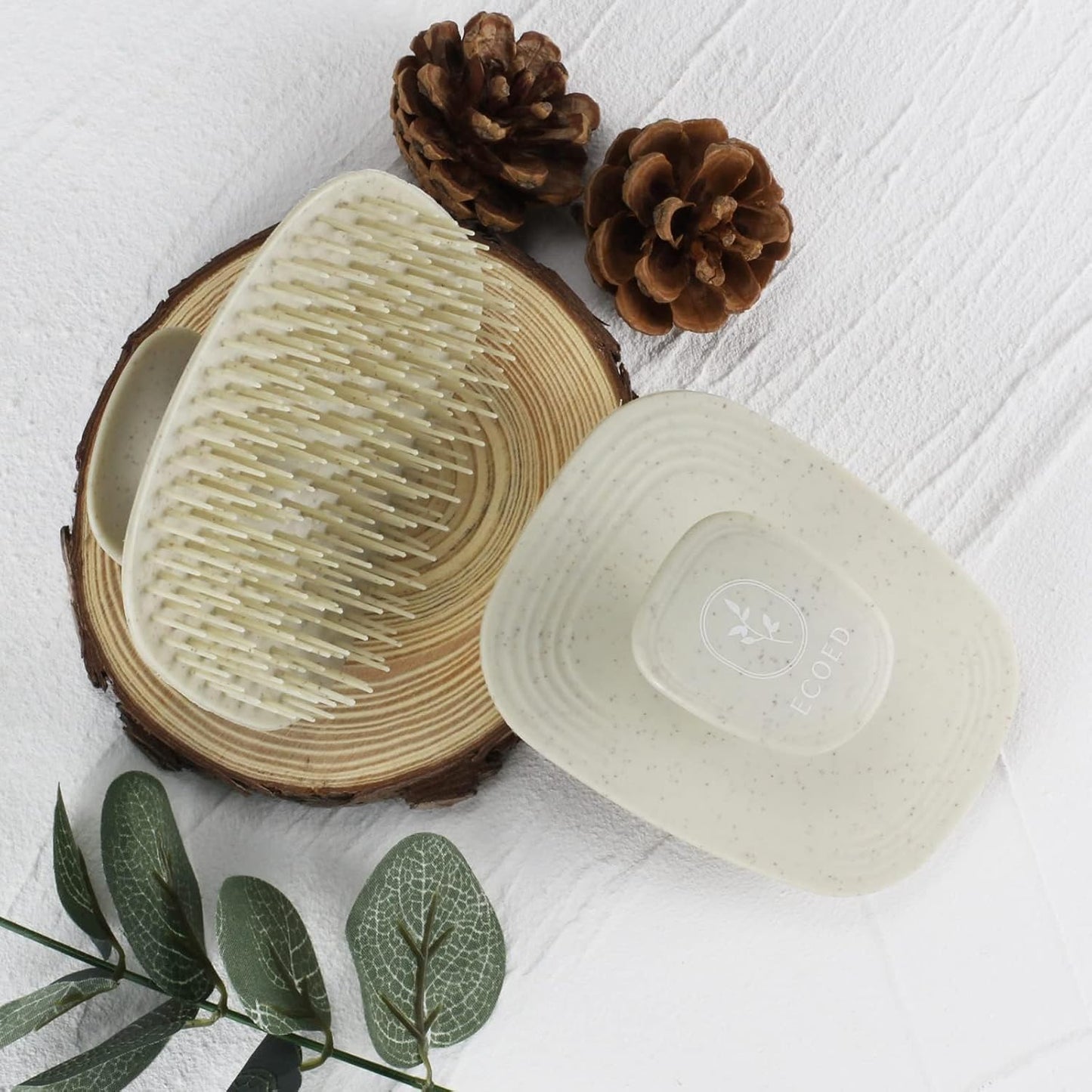 2 PC Scalp Massager Shampoo Brush, Scalp Scrubber & Exfoliator for Dandruff Removal, Wet & Dry Hair and Detangler for Men and Women, Suitable for Short Medium Hair (Natural)