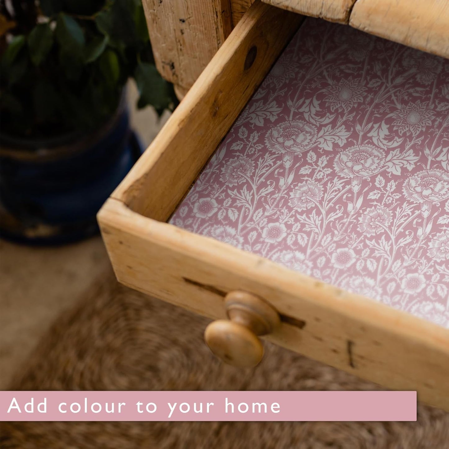 Rose Scented Drawer Liners in a Pink William Morris Design. Contains Rose Essential Oil | Pack of 5 Folded Sheets | Contains Essential Oils | Made in The UK.