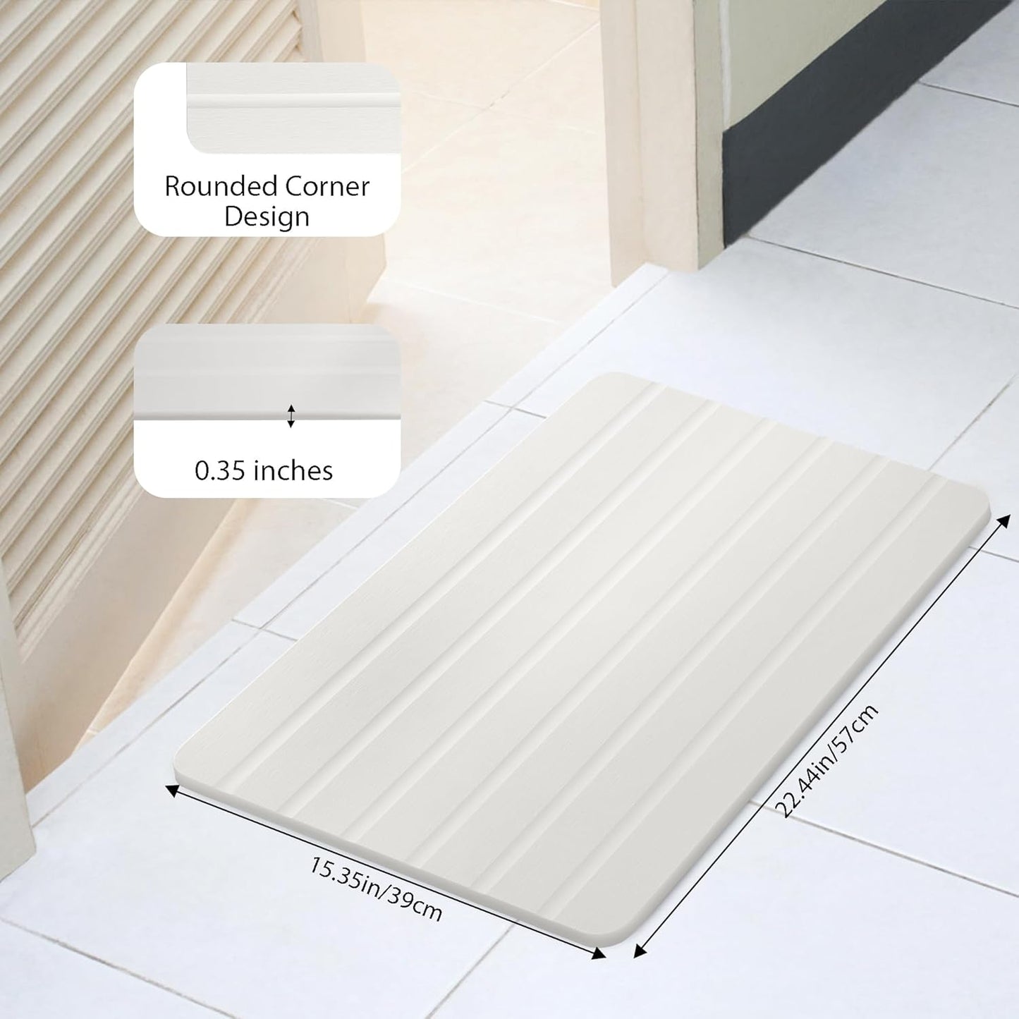 Absorbent Stone Bath Mat, Diatomaceous Earth Shower Mats, Non-Slip Water Absorbing Diatomite Stone Mat for Bathroom Floor, Quick-Drying Easy to Clean