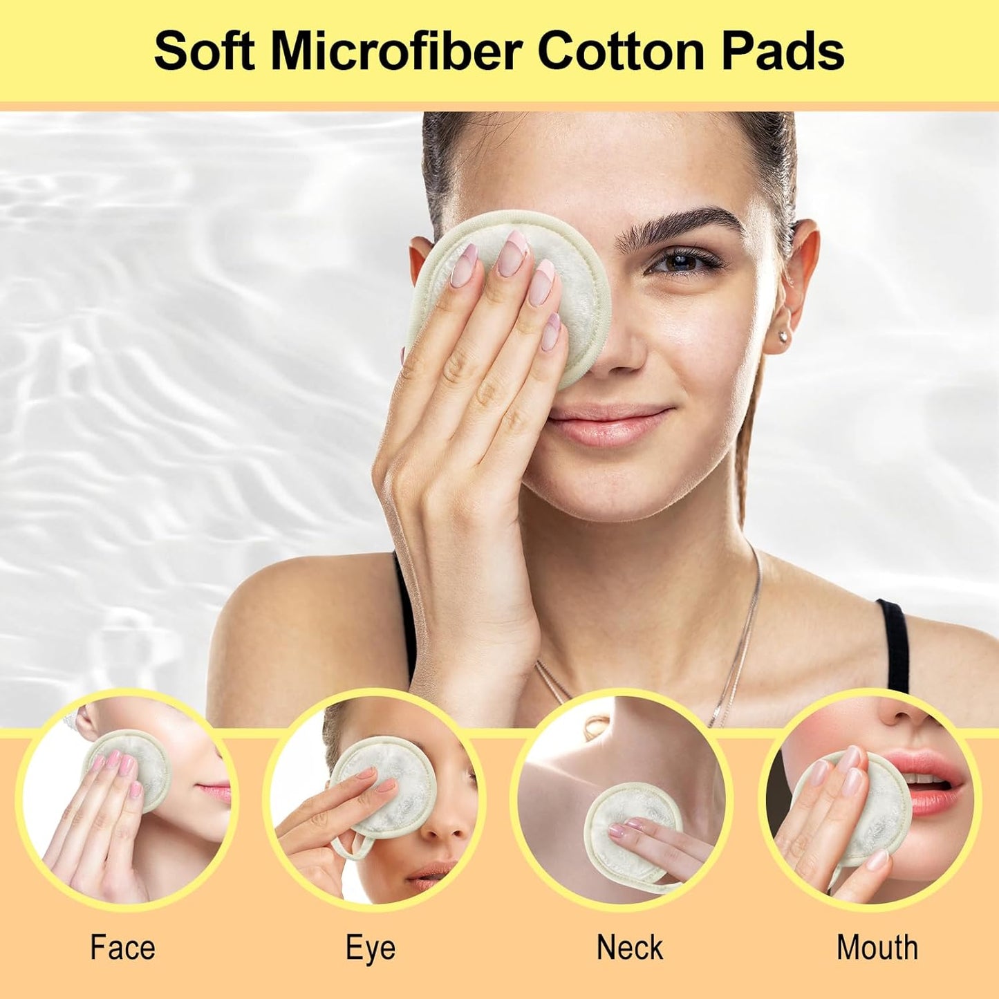 Nugilla 18 Packs Reusable Makeup Remover Pads with a Washable Laundry Bag, Resuable Microfiber Round Towel Skin Face Towels, Soft Makeup Remover Cloth, Fast Drying Washcloth (White)