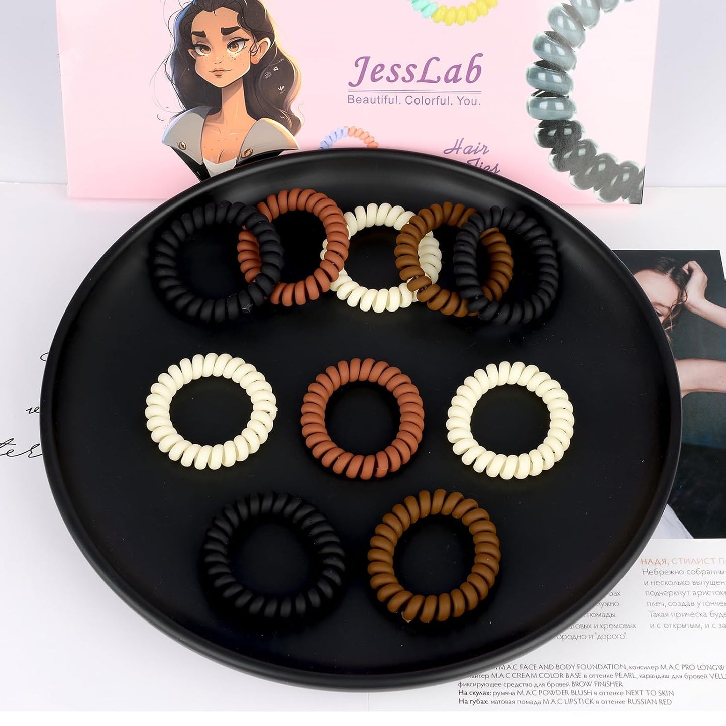 JessLab Spiral Hair Ties for Women, 10-Pack Traceless No-Damage Ponytail Holders, Coils Hair Bands for Girls, Assorted Colors