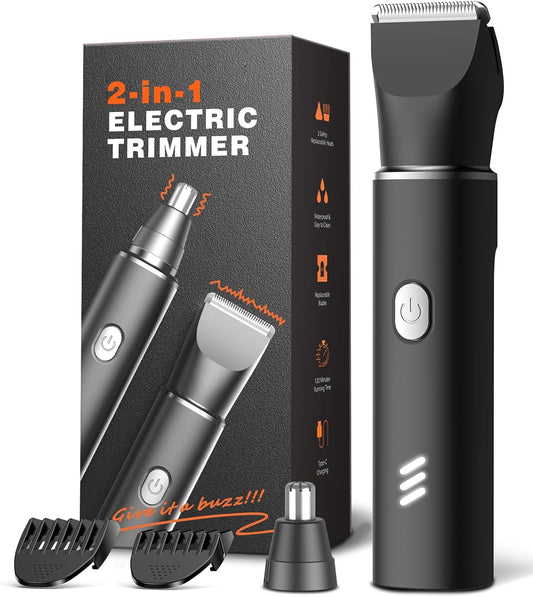 Body Hair Trimmer for Men, Manscape Electric Razor, Versatile Hair Trimmer for Groin, Beard, Nose/Ear Hair, Waterproof & USB-C Rechargeable, Travel Lock