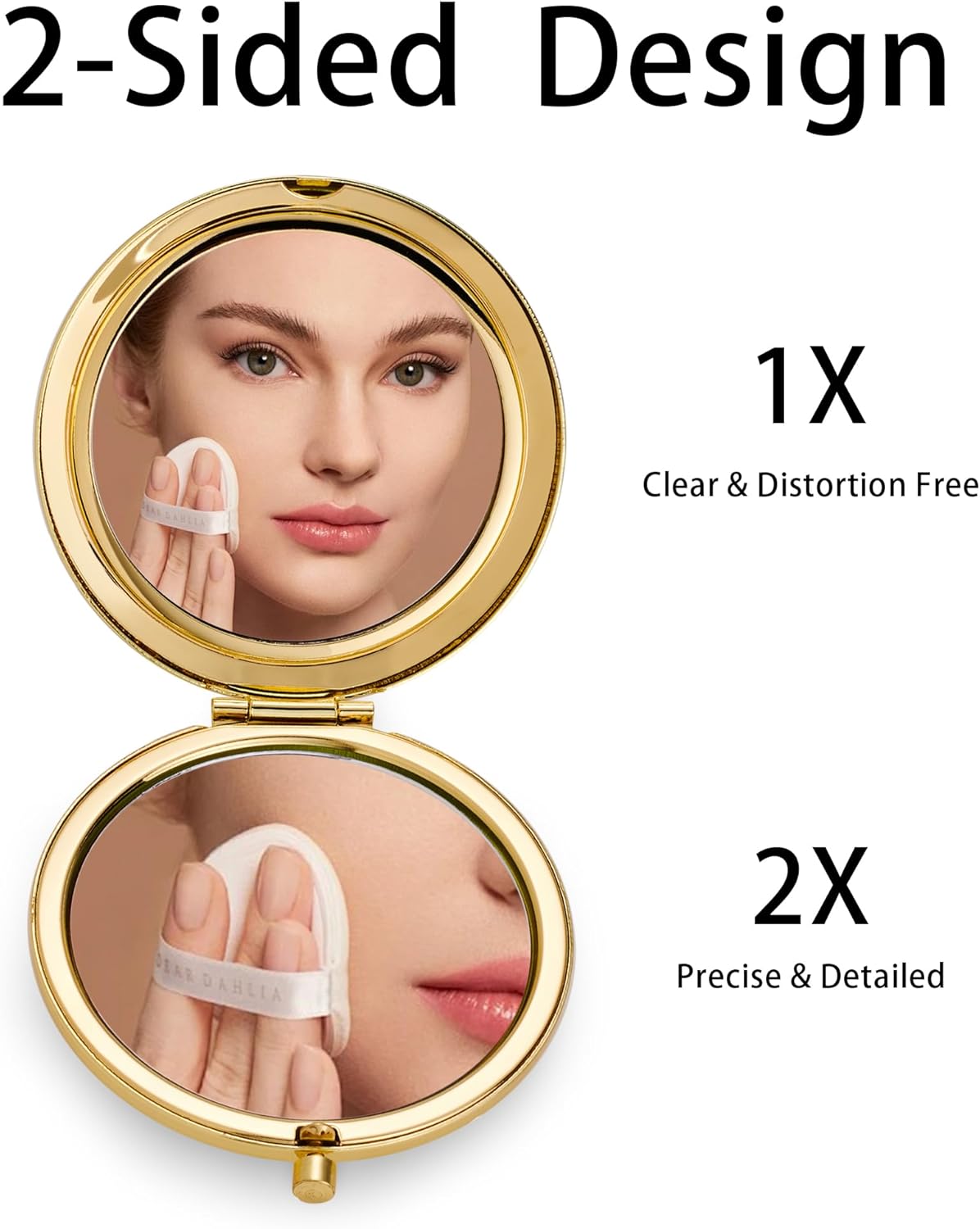 Compact Mirror, Pocket Travel Makeup Mirror for Purse, Metal Round Shell, 2-Sided 1X/2X Magnifying, Portable, Folding, Handheld, Gold, 18 Pack