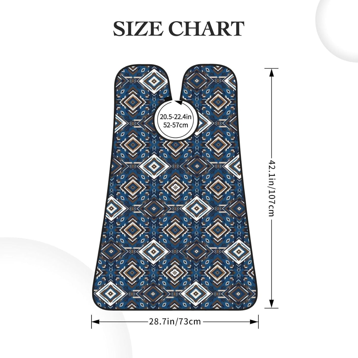 Beard Trimming Catcher Apron, Waterproof Non-Stick Grooming Bib for Shaving, Ideal for Men Dad Father’s Day, Blue Geometric Tribal Navajo Aztec Ethnic Shave Bib