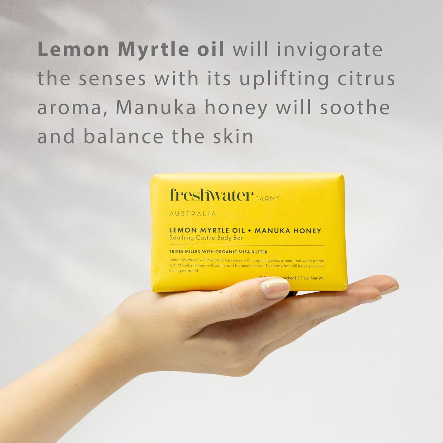 Natural Soap Bar- Lemon Myrtle+Manuka Honey- 7 oz x 8 Pack- Castile Bar Soap, Natural Soap Bar, Bar Soap, Body Soap Bars- Essential Oils For Sensitive Skin