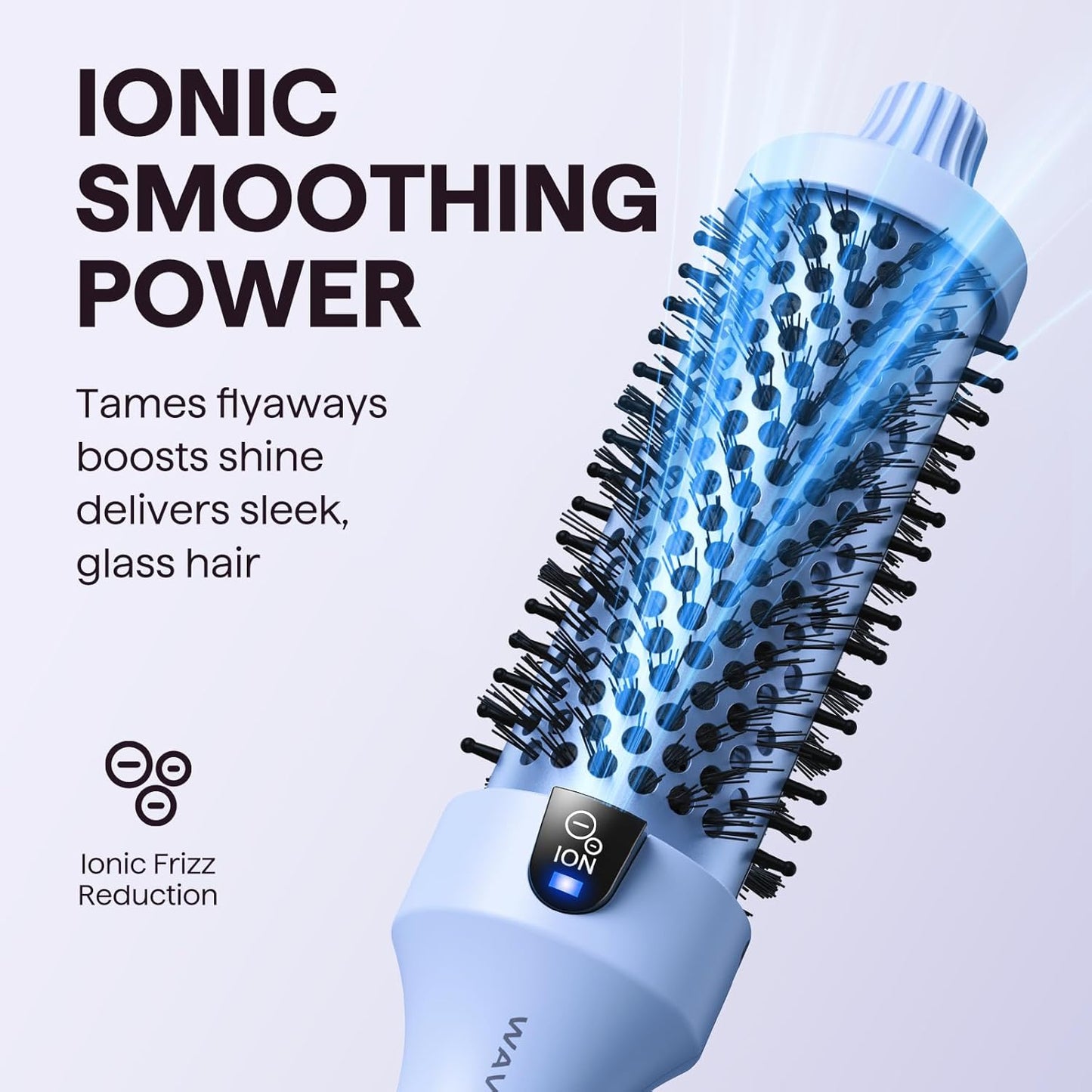 Wavytalk Blowout Boost Thermal Brush, 1.5 inch Heated Round Brush for Blowout Look, Negative Ion Technology, Ceramic Tourmaline, 5 Temperature Settings, Dual Voltage, Blue