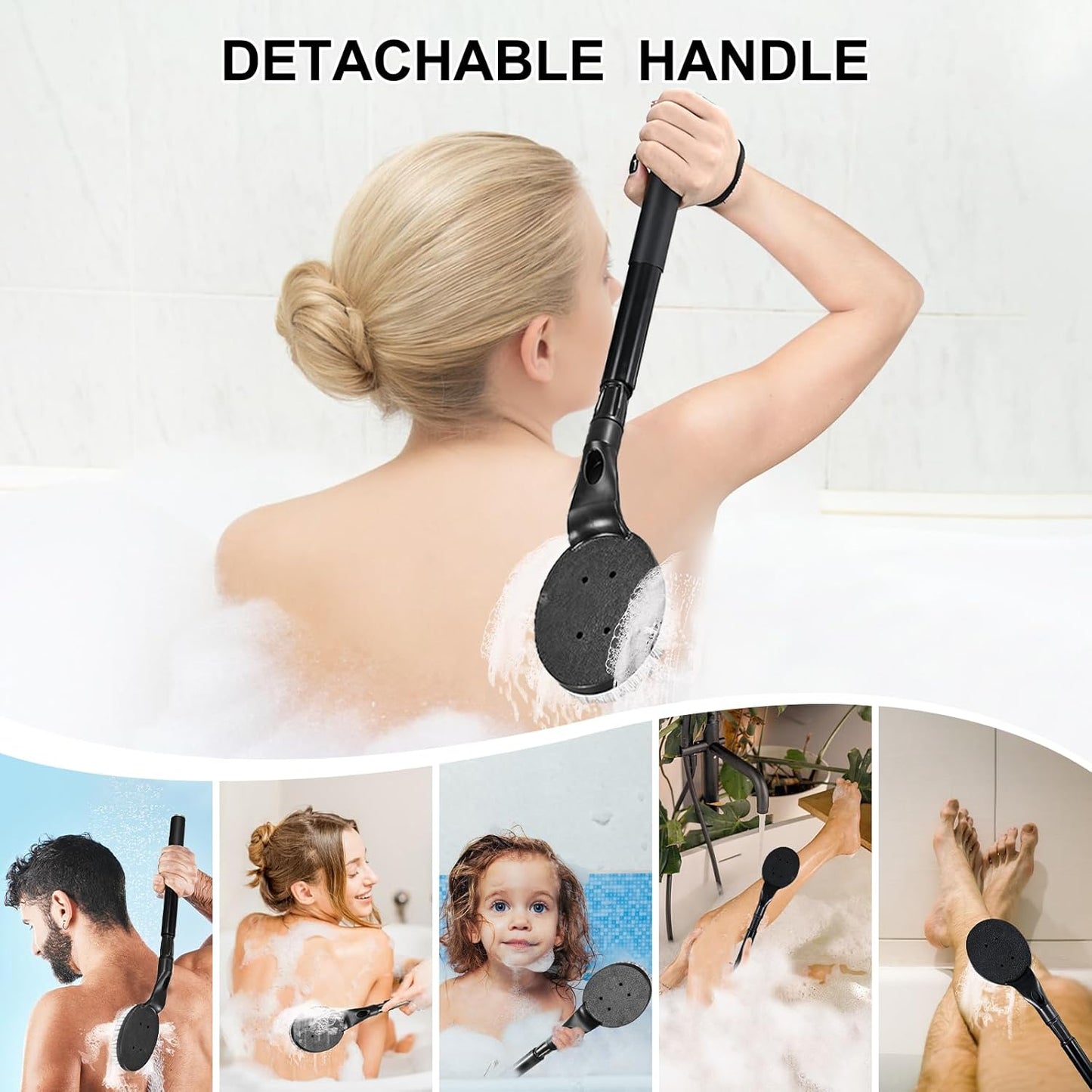 Back Scrubber Anti Slip for Shower, 25.7” Telescopic Back Bath Brush for Shower, Back Scrubber, Exfoliation and Improved Skin Health for Elderly with Limited Arm Movement, Disabled