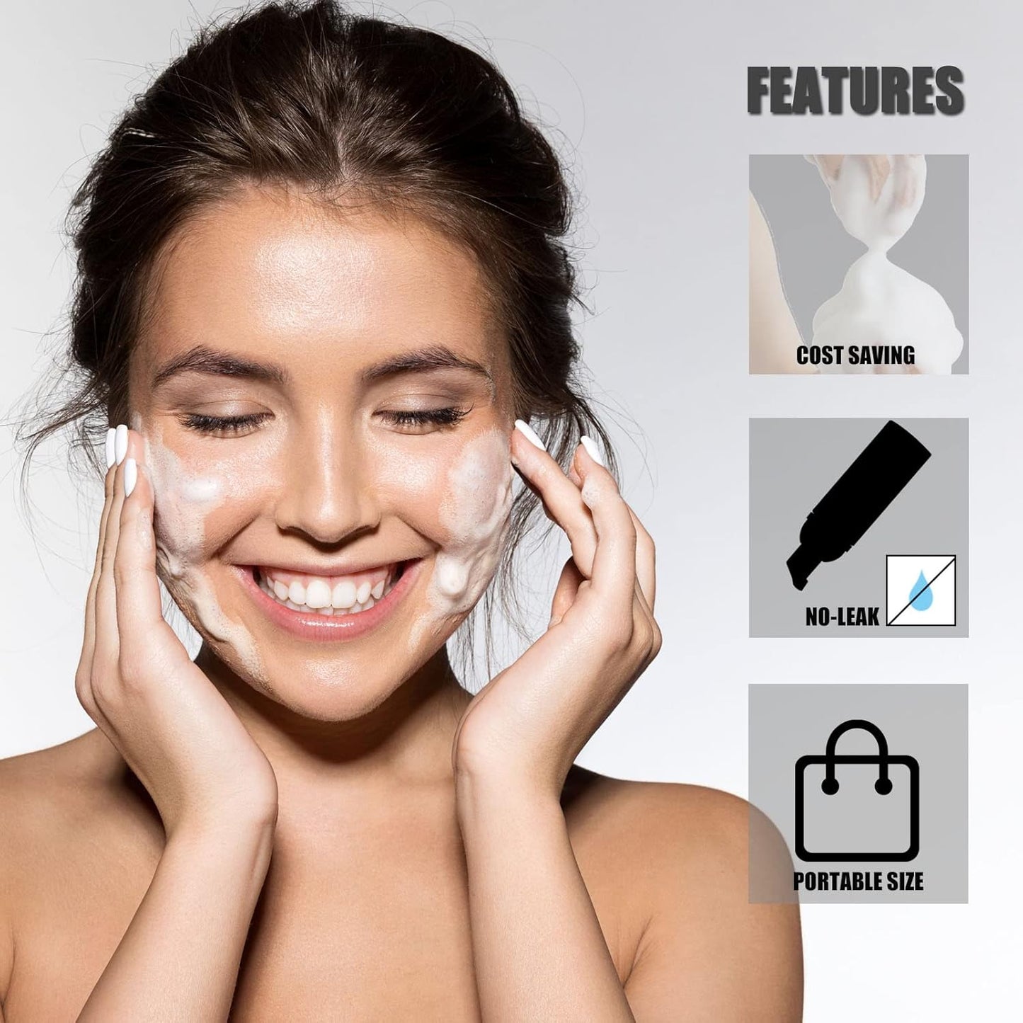 Lil Ray 2 Oz Empty Black Foam Pump Bottle, Foamer Soap Dispenser for Lash Shampoo, Hand Soap, Foaming Cleaner(Gold Pump, 12 PCS)