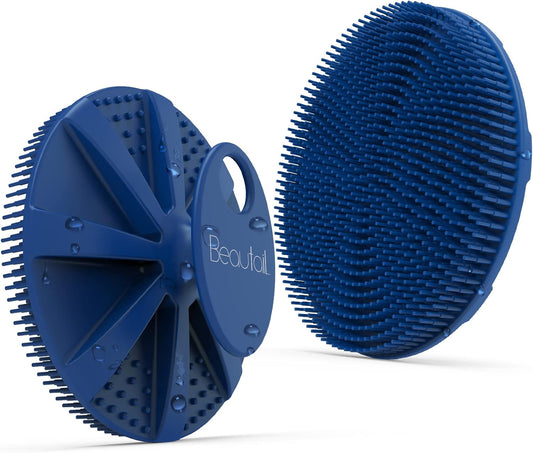 Silicone Body Scrubber, BEAUTAIL Shower Bath Scrubber, More Hygienic Than Traditional Loofah, Lather Nicely, Long Lasting, Gentle Exfoliating Brush for Women Men Baby Sensitive Skin, 1 Pack, Blue