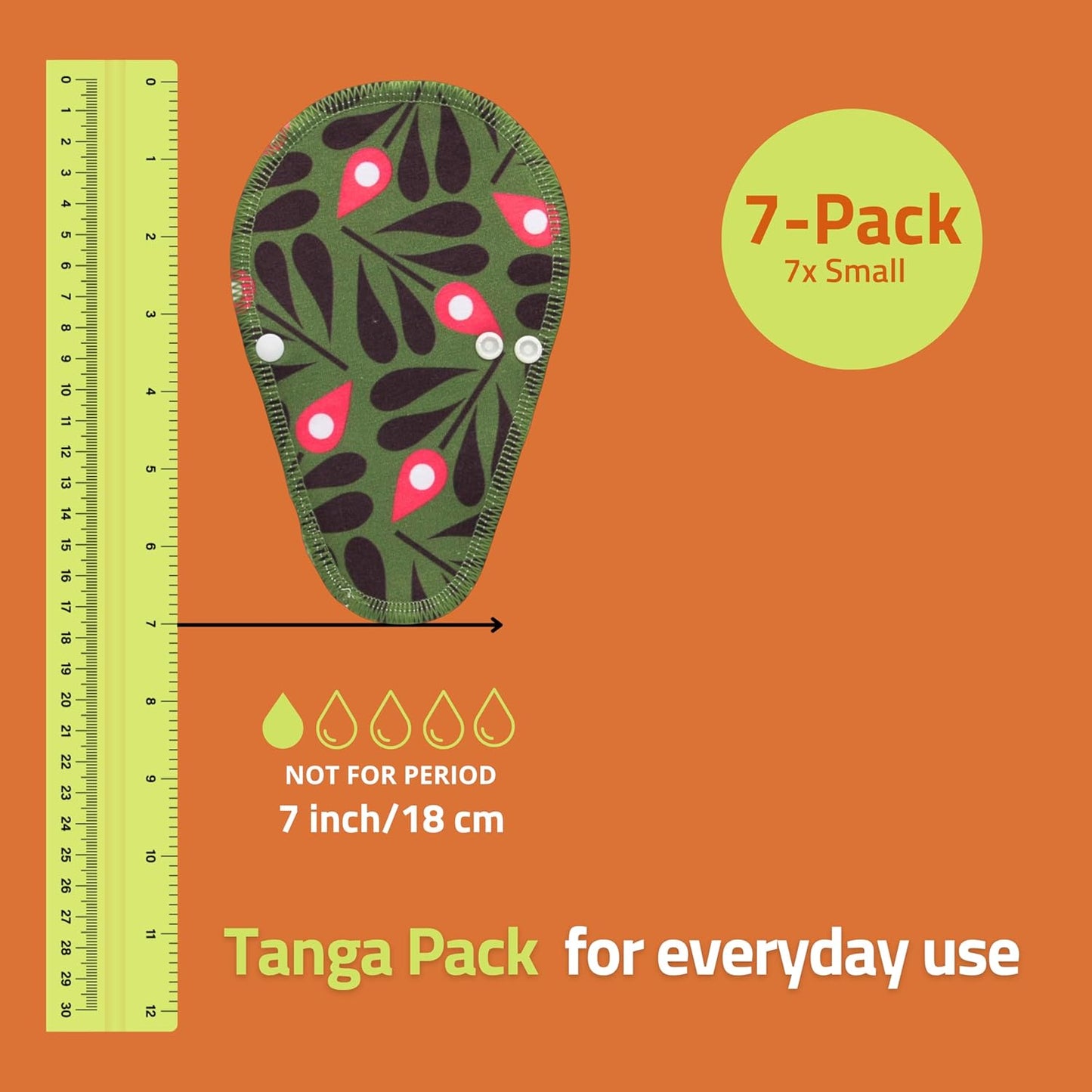 Made in EU - Ultra-Soft Reusable Panty Liners (Tanga, 7-Pack) – High-Temp Washable Cloth Panty Liners for Women – Breathable Secure-Fit Organic Cotton Keeps You Fresh & Dry for Daily Vaginal Discharge