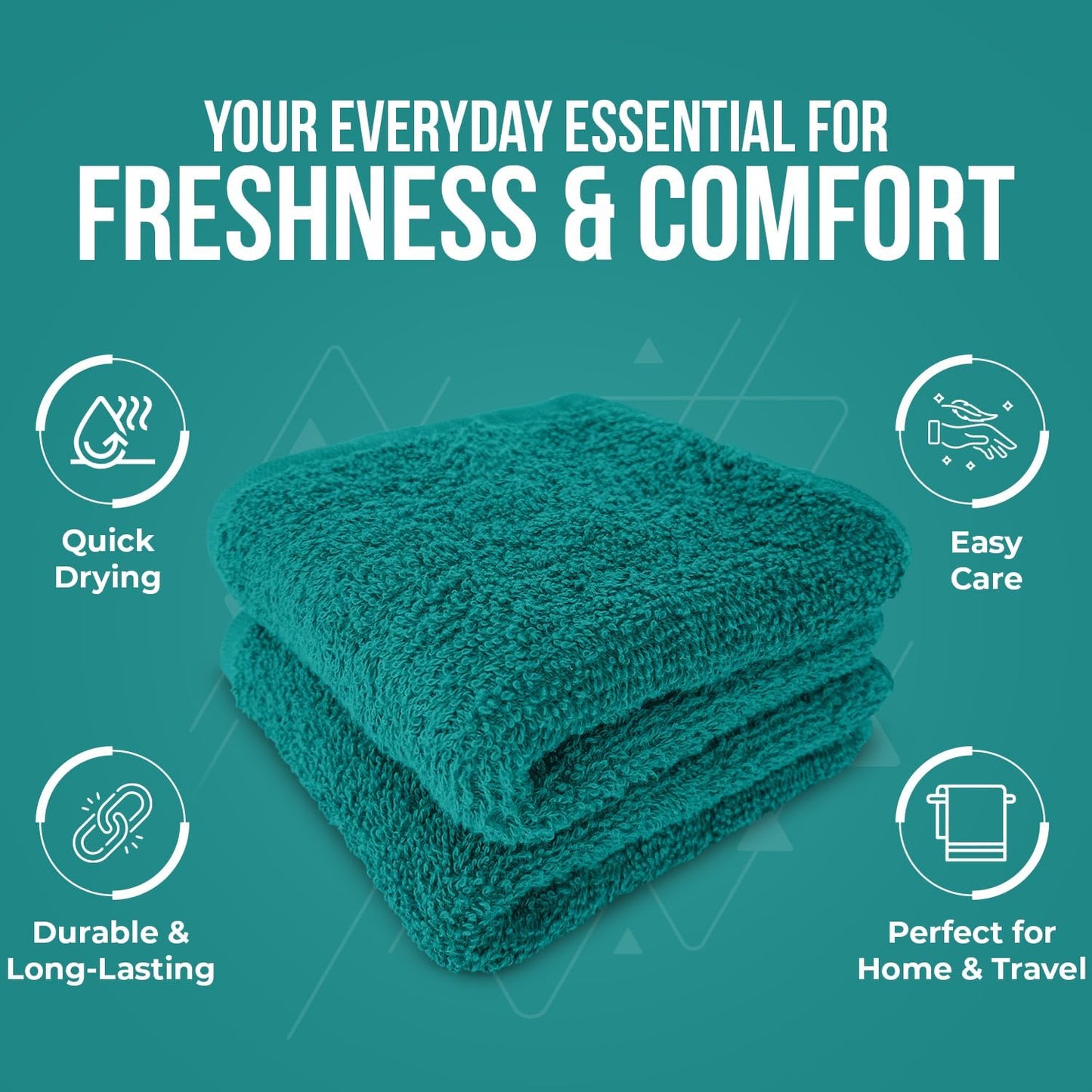 DAN RIVER 100% Cotton Wash Cloths 12 Pack [12x12] Soft & Absorbent Soft washcloths, Gym, Hotels & Spa Perfect for Everyday Use Fingertip Towels, Teal