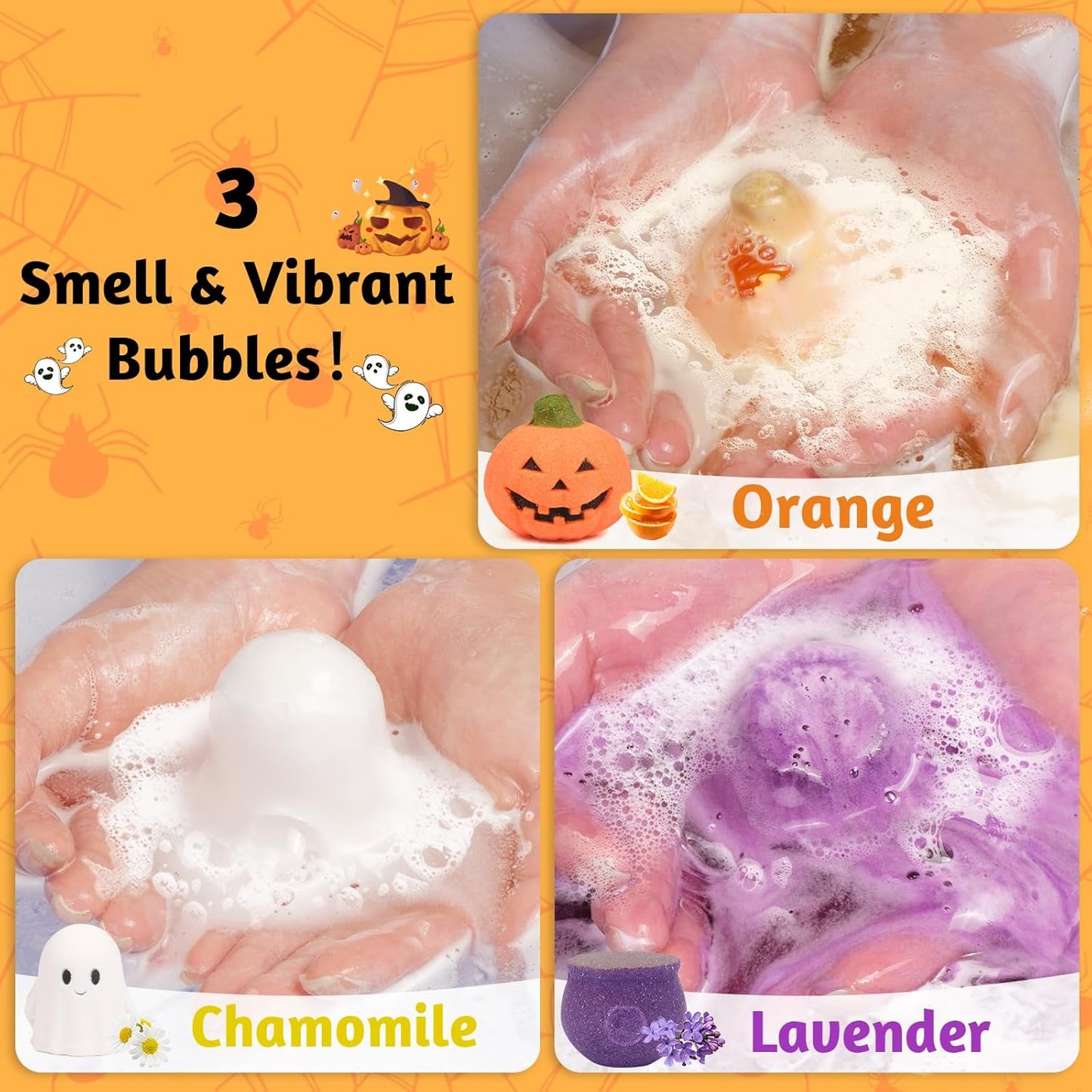 Bath Bombs for Kids, Halloween Organic Natural Bath Bomb with Toys Inside, Boys Girls Bath Bomb with Surprise Inside, Bubble Bath Fizz for Kids, 6 Pack