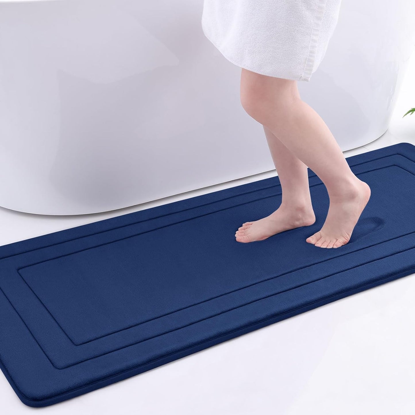 Arotive Memory Foam Bathroom Rug Mat 59x24, Ultra Soft and Absorbent Bath Mat, Machine Wash Dry, Comfortable Bath Rug Carpet for Bathroom Floor, Tub and Shower, Navy