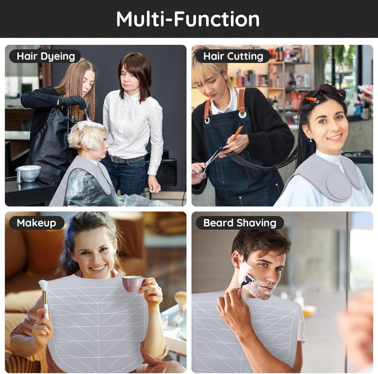 Segbeauty Hair Cutting Guide Mat Gray, Longer Silicone Waterproof Cutting Mat, Professional Salon Hair Cutting Mat with Guidelines Weighted Neck Wrap for Hair Stylist