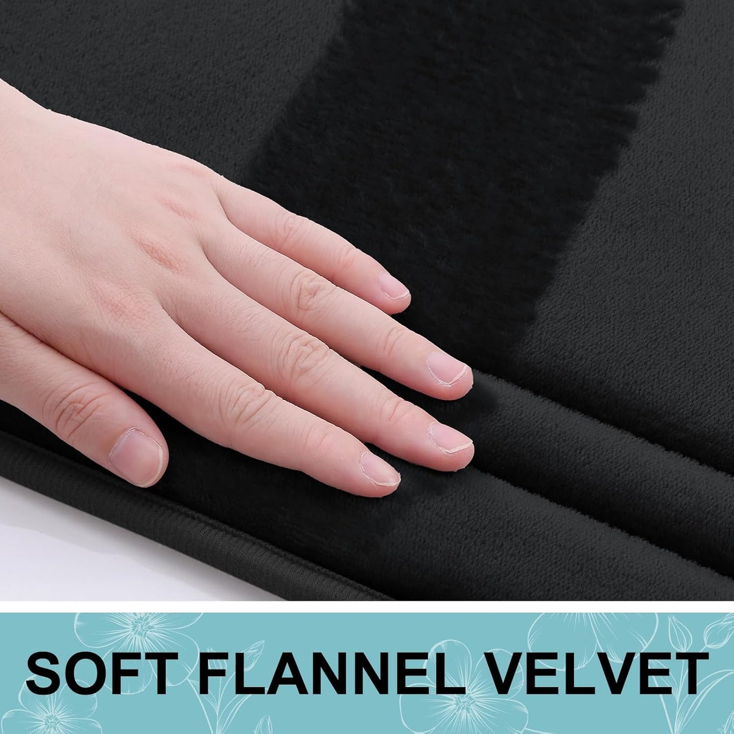 Grandaily Memory Foam Bath Mat Rug 36x24, Ultra Soft, Non-Slip and Absorbent Bathroom Rugs, Machine Wash Dry, Comfortable Bath Carpet for Bathroom Floor, Tub and Shower, Black