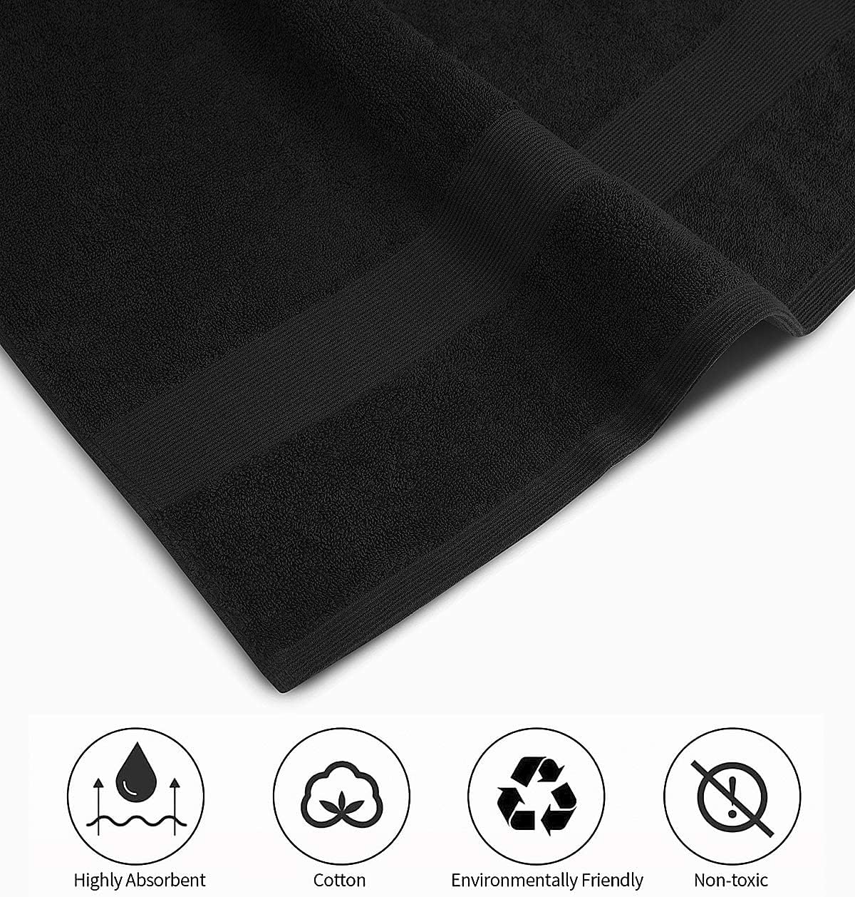 Softolle Luxury Bath Towels Set of 4 (27” x 54”) | Towels for Bathroom | Super Soft | Highly Absorbent Towels for Home, Spa, Gym (Black)