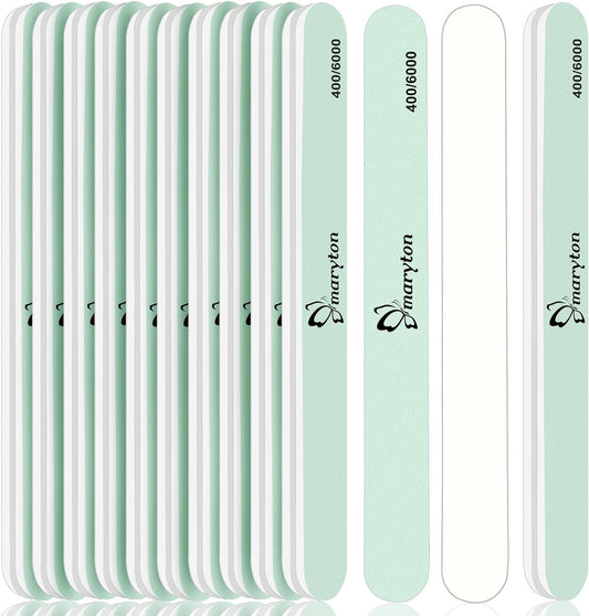 Maryton Nail Buffer and Shine Kit - 10pcs Nail Shine Buffer Blocks for Natural Nails Polisher Fingernail Buffer Buffing File 400 6000 Grit