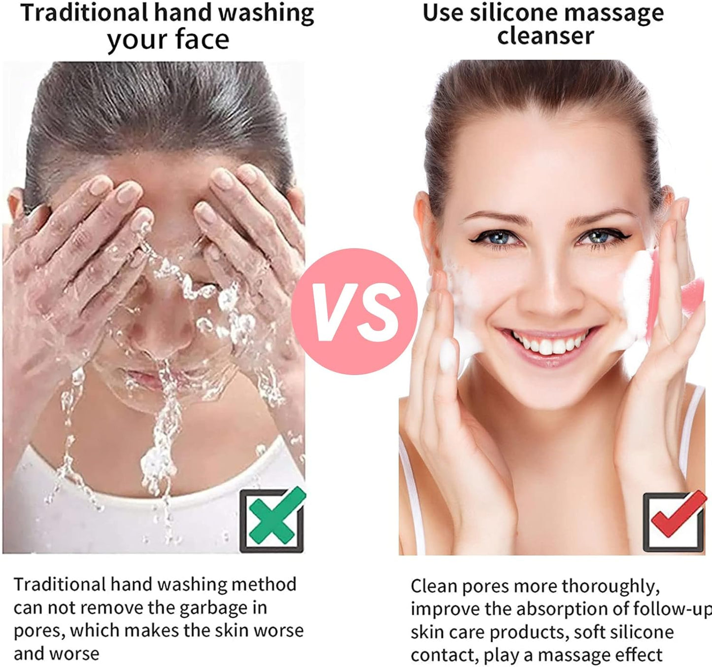 VWMYQ Silicone face Scrubber for Women Facial Cleansing Brush Silicone Face Wash Brush Manual Waterproof Cleansing Skin Care Face Brushes for Cleansing and Exfoliating