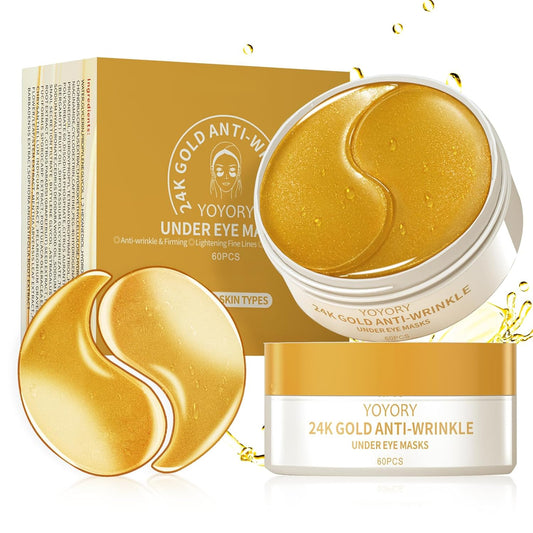 24K Gold Infused Hydrogel Eye Patches - 30 Pairs for Dark Circles, Wrinkles, Eye Bags & Puffy Eyes | Retinol & Collagen Complex, Hydrating Firming Treatment Alternative (Gold)