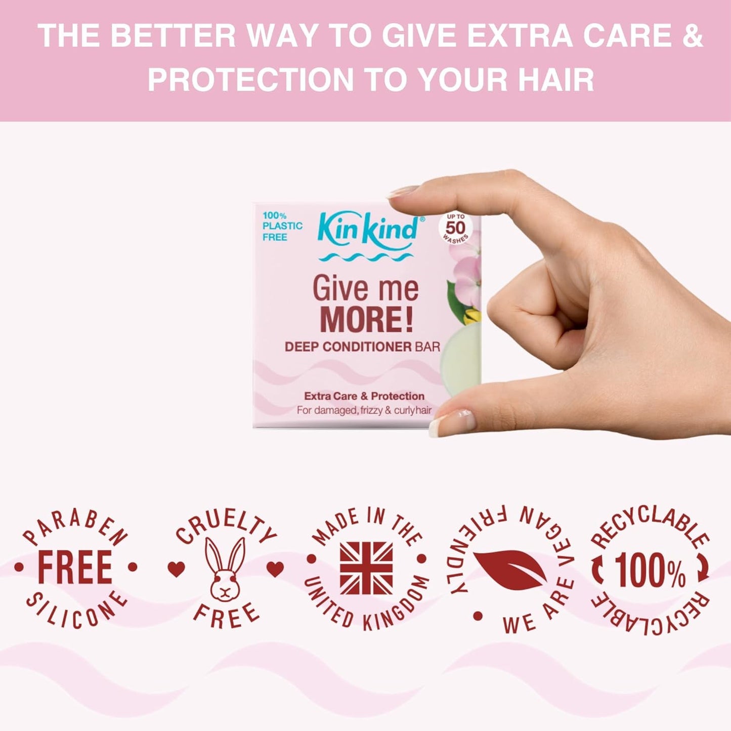 KinKind Give me MORE! Deep Conditioner Bar. Bar Conditioner for Hair - Perfect for Damaged, Frizzy & Curly Hair. Vegan & Cruelty Free. Up to 50 Washes.