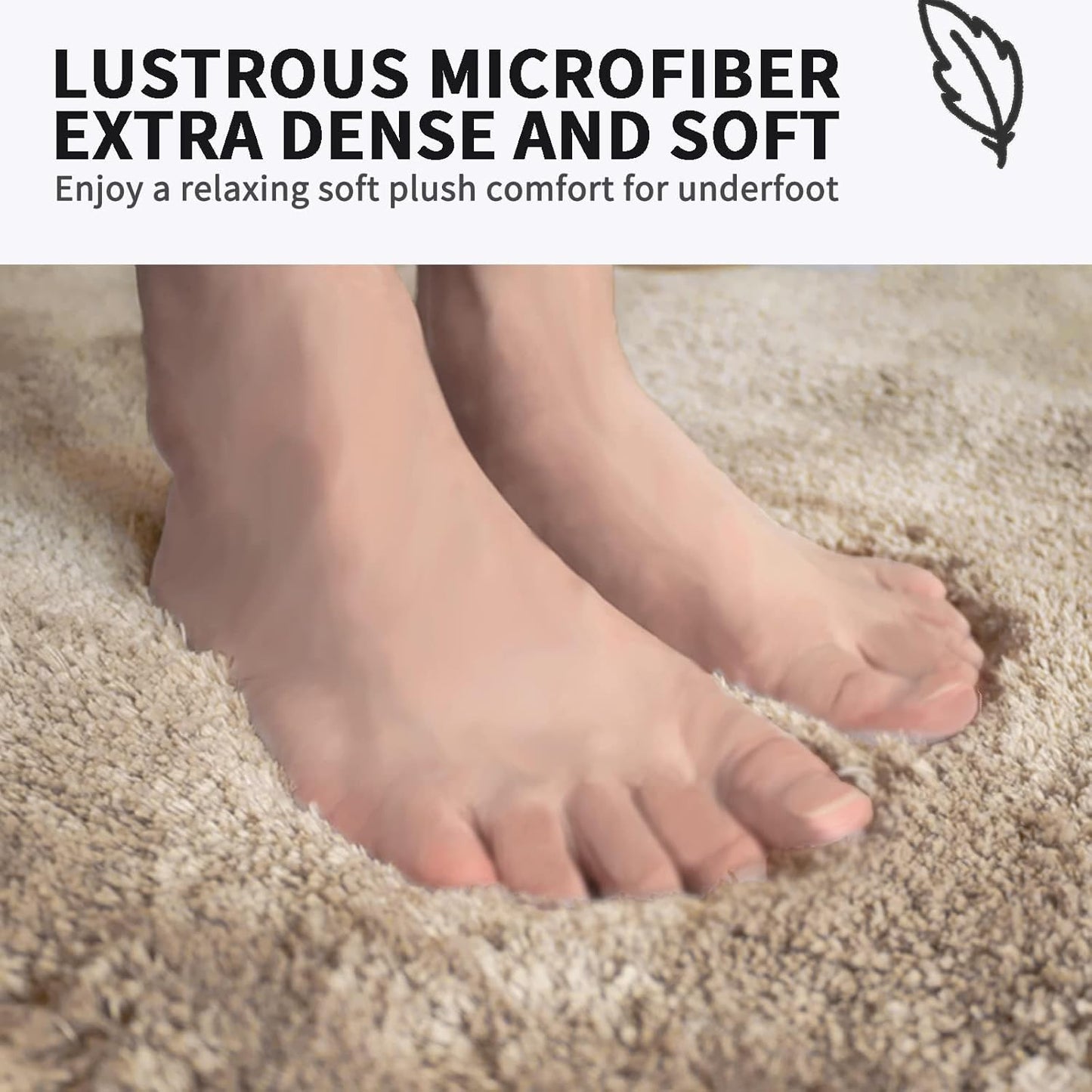 FIFU Bathroom Runner Rug 24" W x 60" L, Bath Mats for Bathroom, Bedroom & Kitchen, Non-Slip Rubber Latex Backing, Comfort & Soft Shower Bathmat & Carpet for Sink, Home & Hallways, Beige