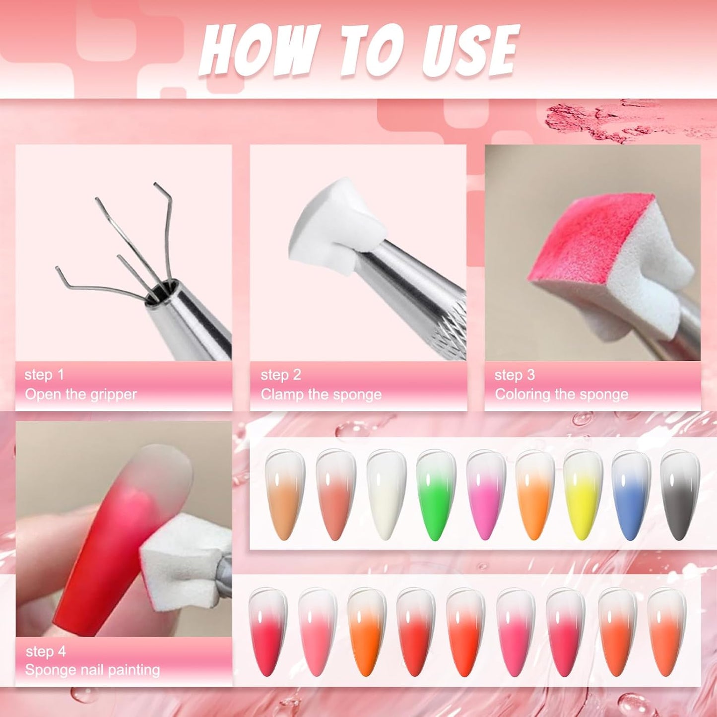 18 Colors Pigment Powder for Nails, Nail Pigment Powder Palette and Nail Art Sponges with Grabbing Pen, Nail Powder Set Pigmentos para Uñas, Manicure Nail Art Tools Accessories Nail Supplies