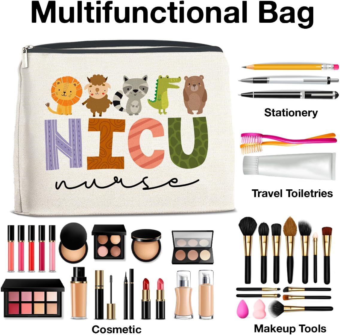 Nicu Nurse Makeup Bag Gifts for Women Nursing Gift Nicu Nurse Cosmetic Bag Zipper Pouch