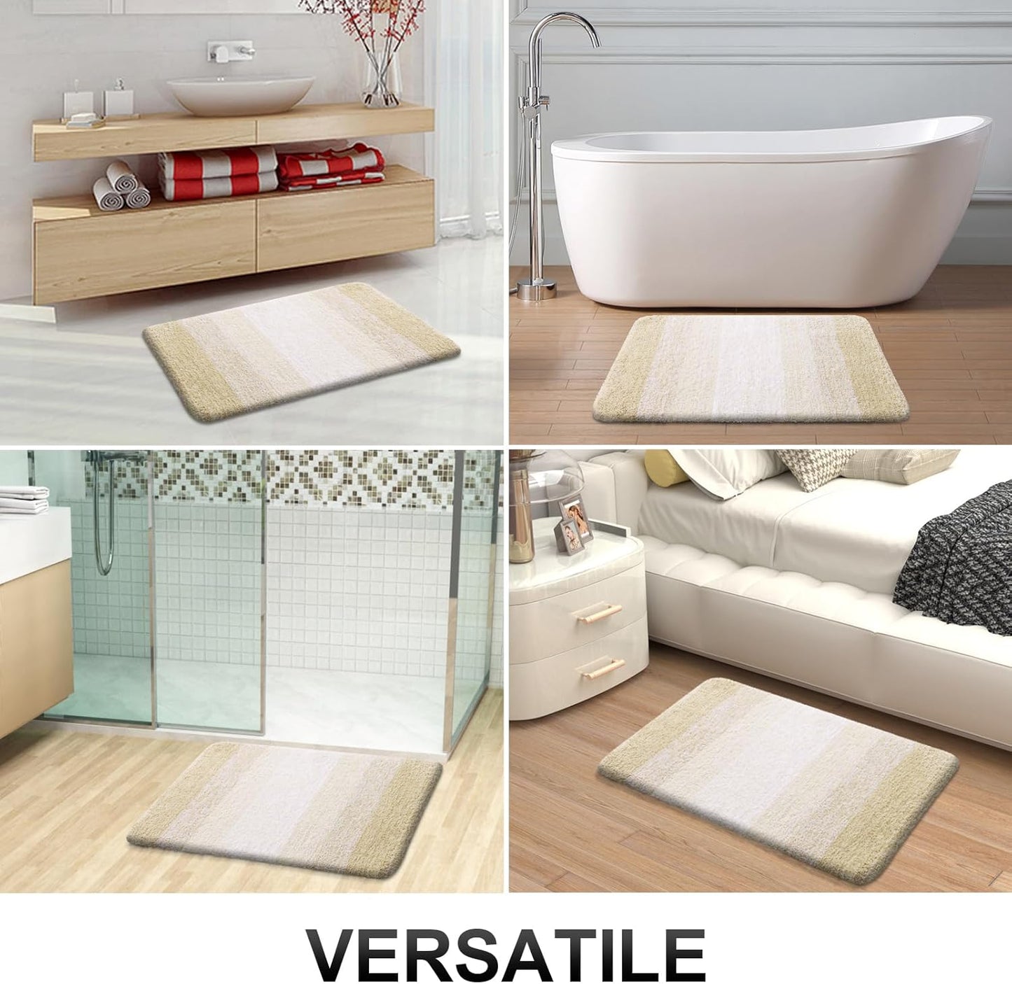 OLANLY Bathroom Rugs Mat 36x24, Extra Soft Absorbent Microfiber Bath Rugs, Rubber Backing, Quick Dry, Machine Washable Bath Mats for Bathroom Floor, Tub and Shower, Home Decor Accessories, Light Beige