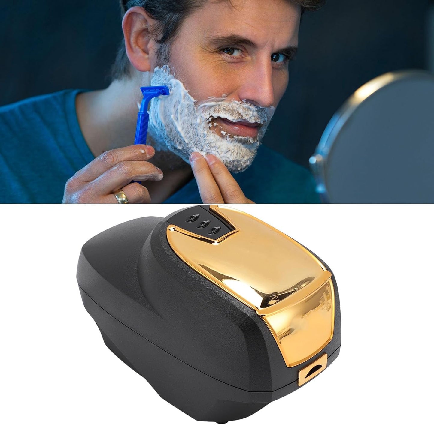 Professional Hot Lather Machine for Shaving Large Capacity Electric Foaming Machine Shaving Foam Machine for Home Salon Barber Shop, Black Gold (US Plug 110V)