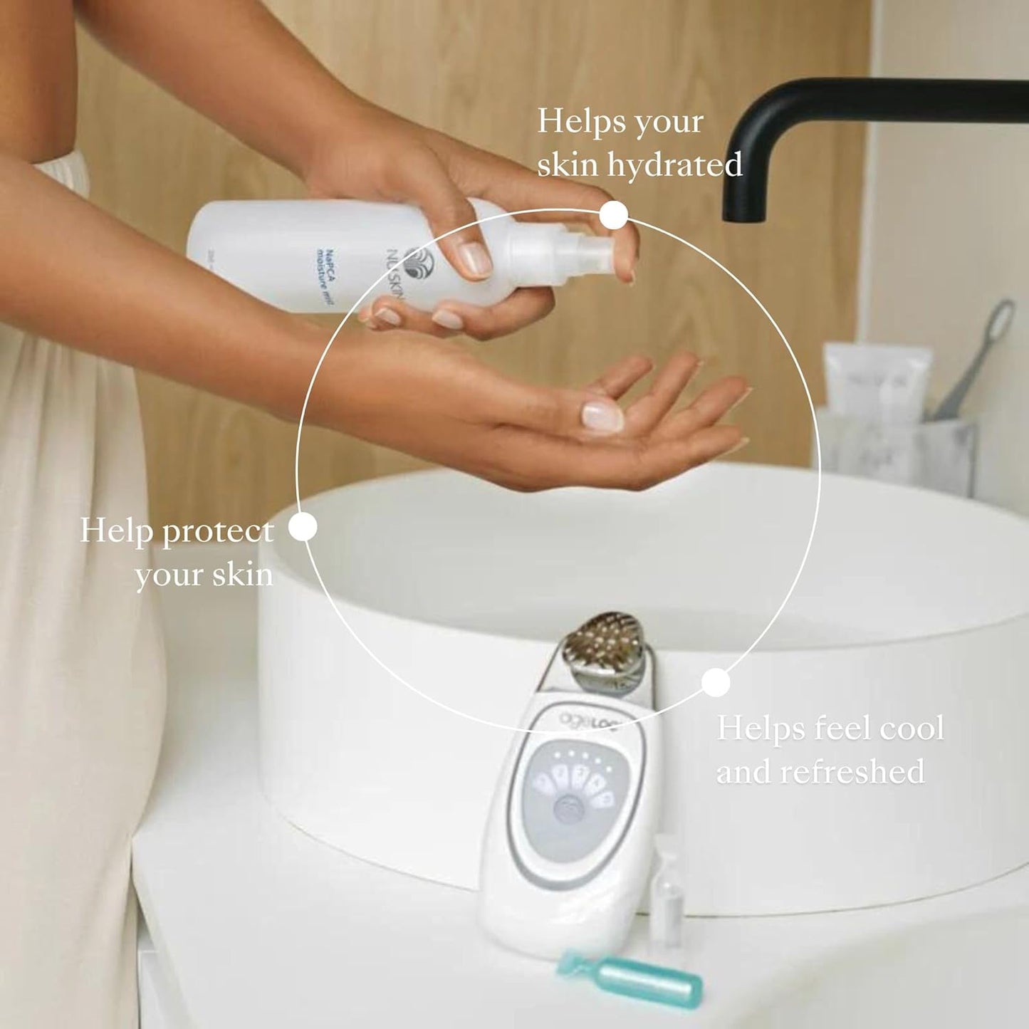 Nu Skin NaPCA Moisture Mist | Revitalizing Moisturizer & Cooling Mist with Hyaluronic Acid | Hydrating Spray for Face, Body & Hair | Sodium PCA for All Skin Types | 8 oz | 2 Pack