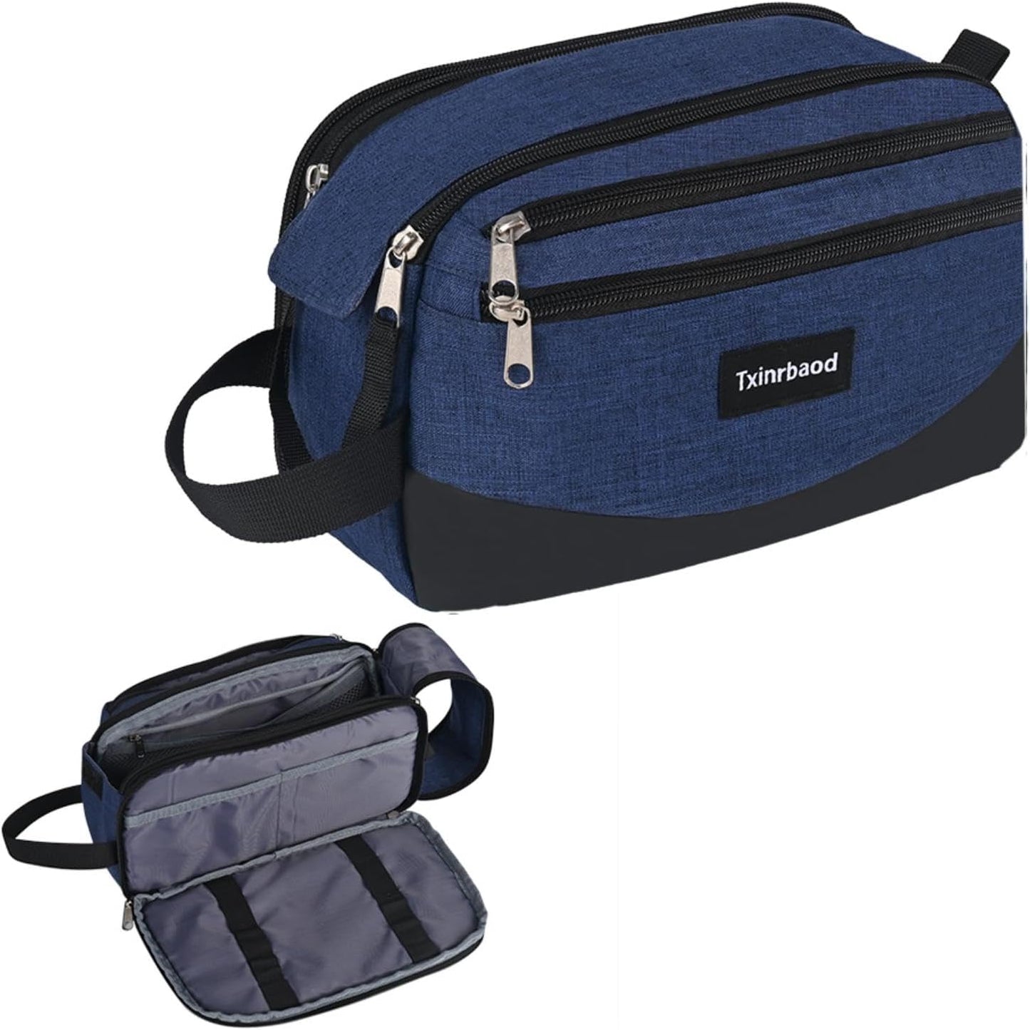 Travel Toiletry Bag for Men Dopp Kit Water-resistant Shaving Bag for Toiletries Accessories Door Room Essentials Navy Blue