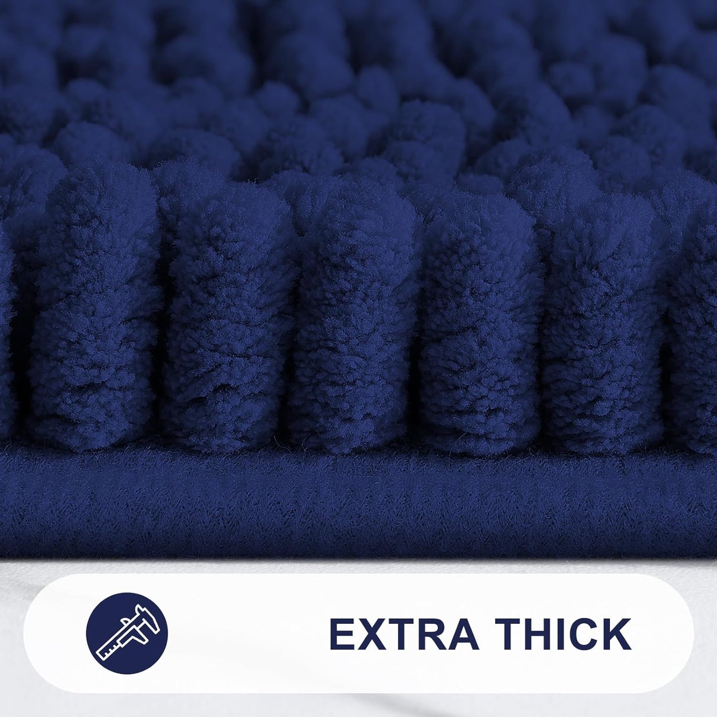 Grandaily Chenille Striped Bathroom Rugs 70x24, Extra Thick and Absorbent Bath Mats, Non-Slip Soft Plush Shaggy Shower Carpet, Machine Wash Dry, Bath Rug for Bathroom, Navy