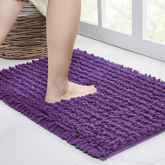 Walensee Bathroom Rug Non Slip Bath Mat (24x17 Inch Lavender) Water Absorbent Super Soft Shaggy Chenille Machine Washable Dry Extra Thick Perfect Absorbant Best Small Plush Carpet for Shower Floor