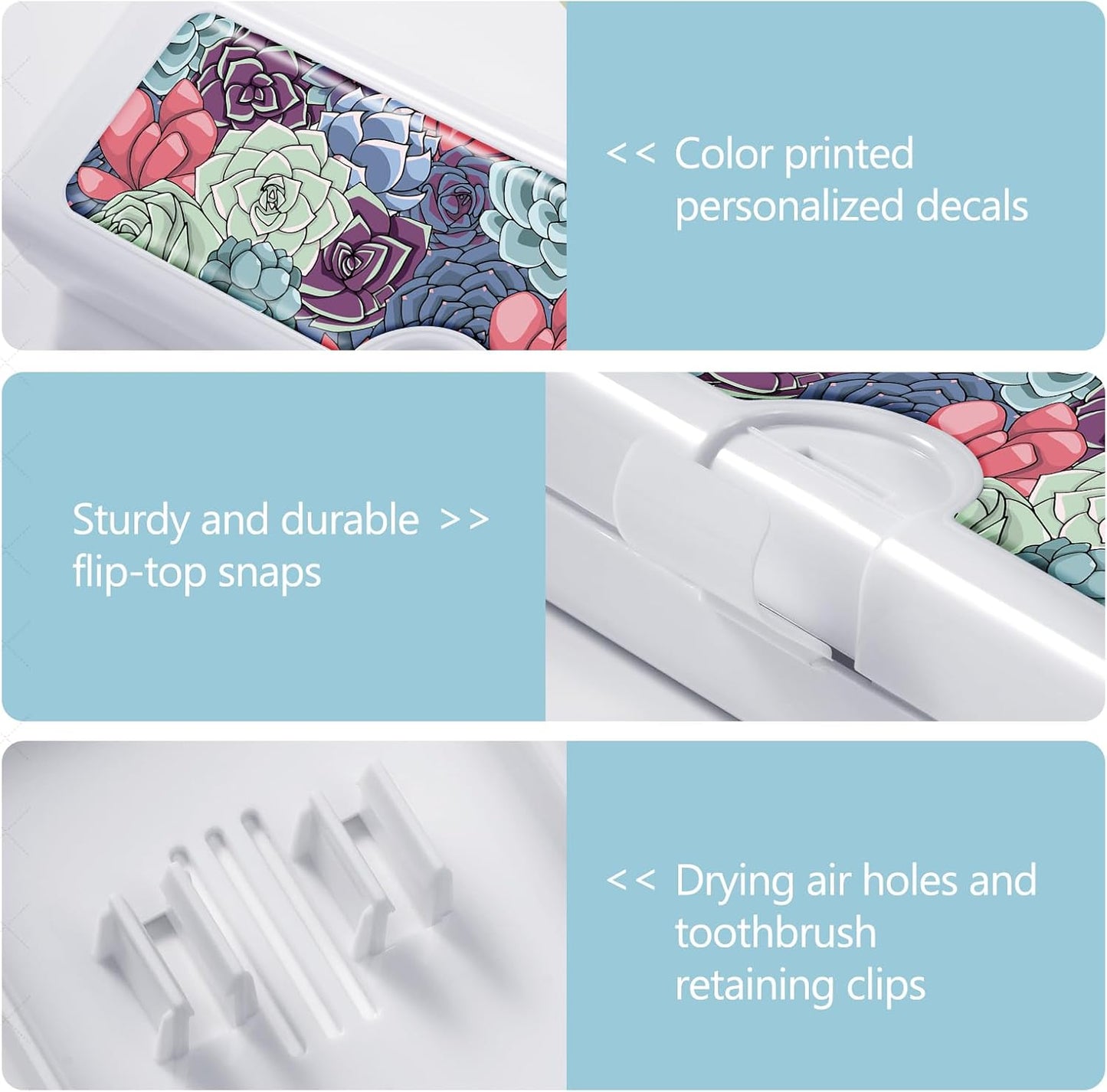 Toothbrush Travel Case - Colorful Pattern, Holder and Covers for Toothbrushes, Includes Tongue Scraper Case
