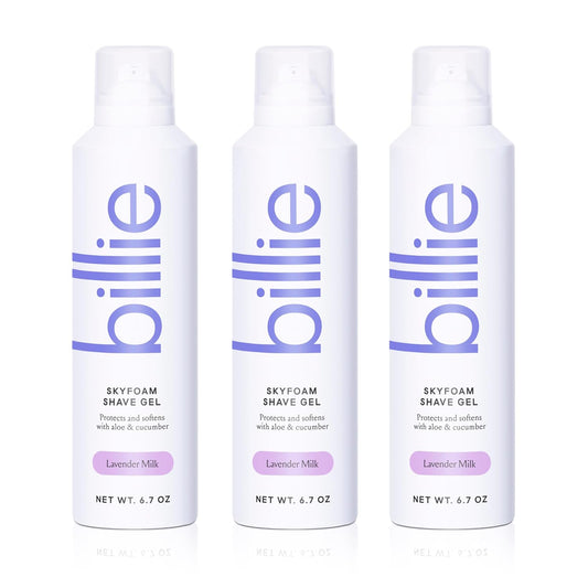 Billie SkyFoam Shave Gel - Lavender Milk Scent - Water-activated Foam - Made With Aloe & Cucumber - For A Close, Smooth Shave - 6.7 fl oz, 3-pack
