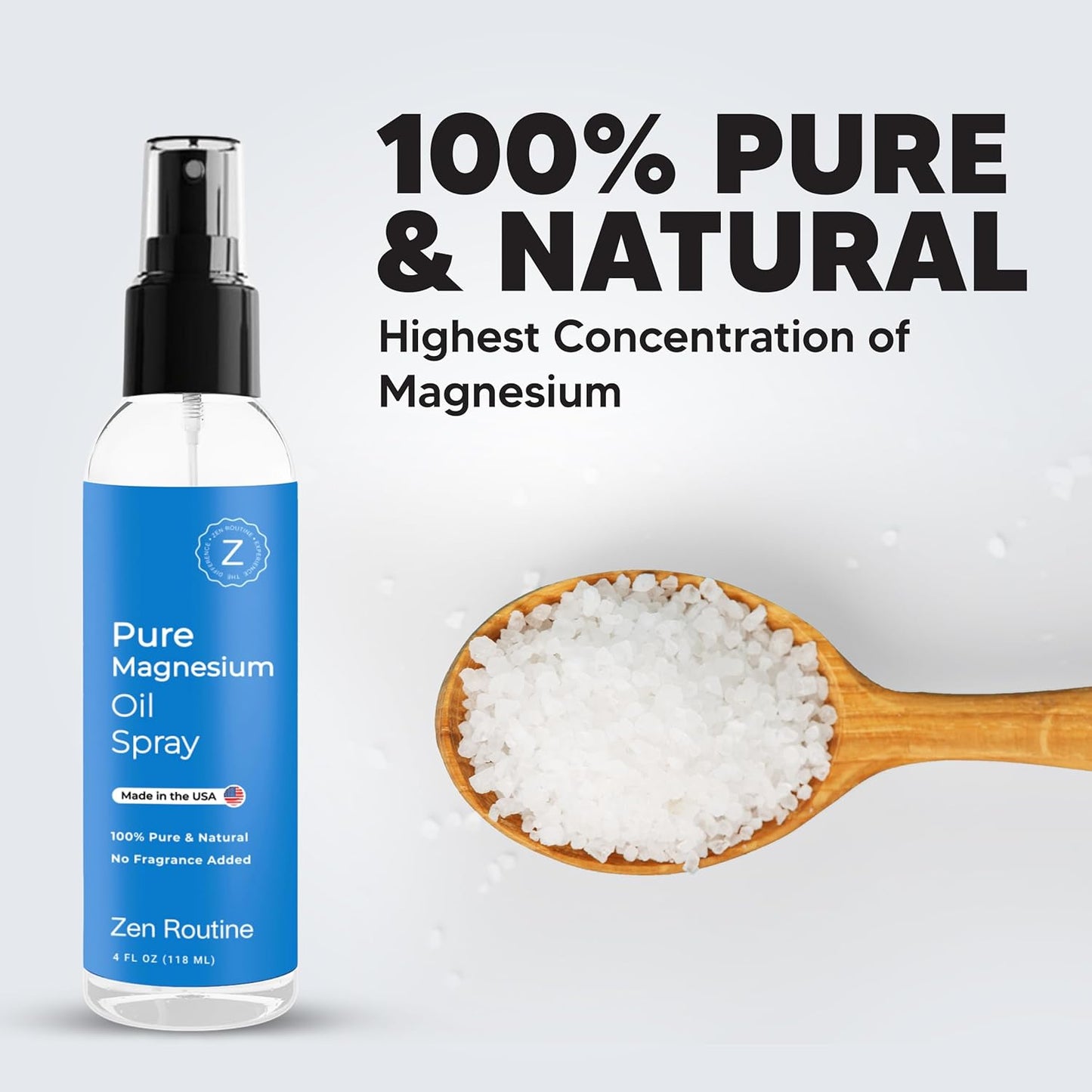 Pure Magnesium Oil Spray – 4oz (2 Pack) Organic USP Grade, Topical Magnesium Spray for Feet, Leg Cramps, Weight Management, Aceite de Magnesio, Natural Salt & Ancient Minerals – Made in The USA