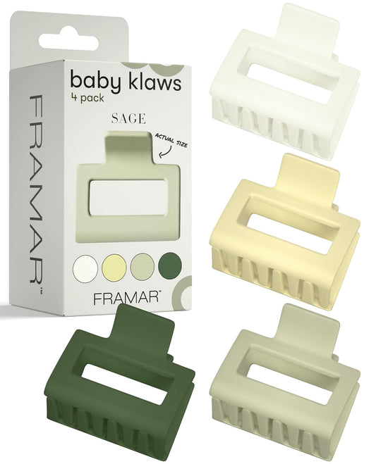 FRAMAR Medium Claw Clip – Hair Claw for Women, Small Claw Clips for Thin Hair, Green Hair Clip 4 Pack