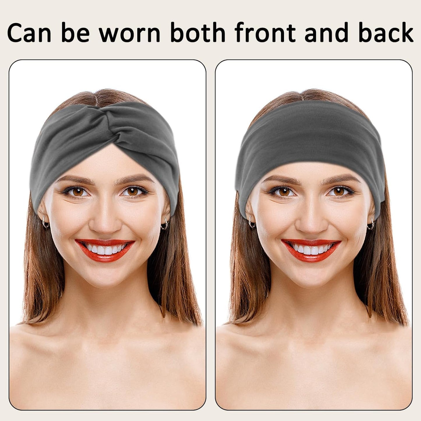 12-Pack Wide Stretch Headbands for Women - Non-Slip Extra Wide Turban Hair Bands for Workout, African Style, Sports & Daily Use (Breathable, All-Day Comfort) Color1 (Color2)