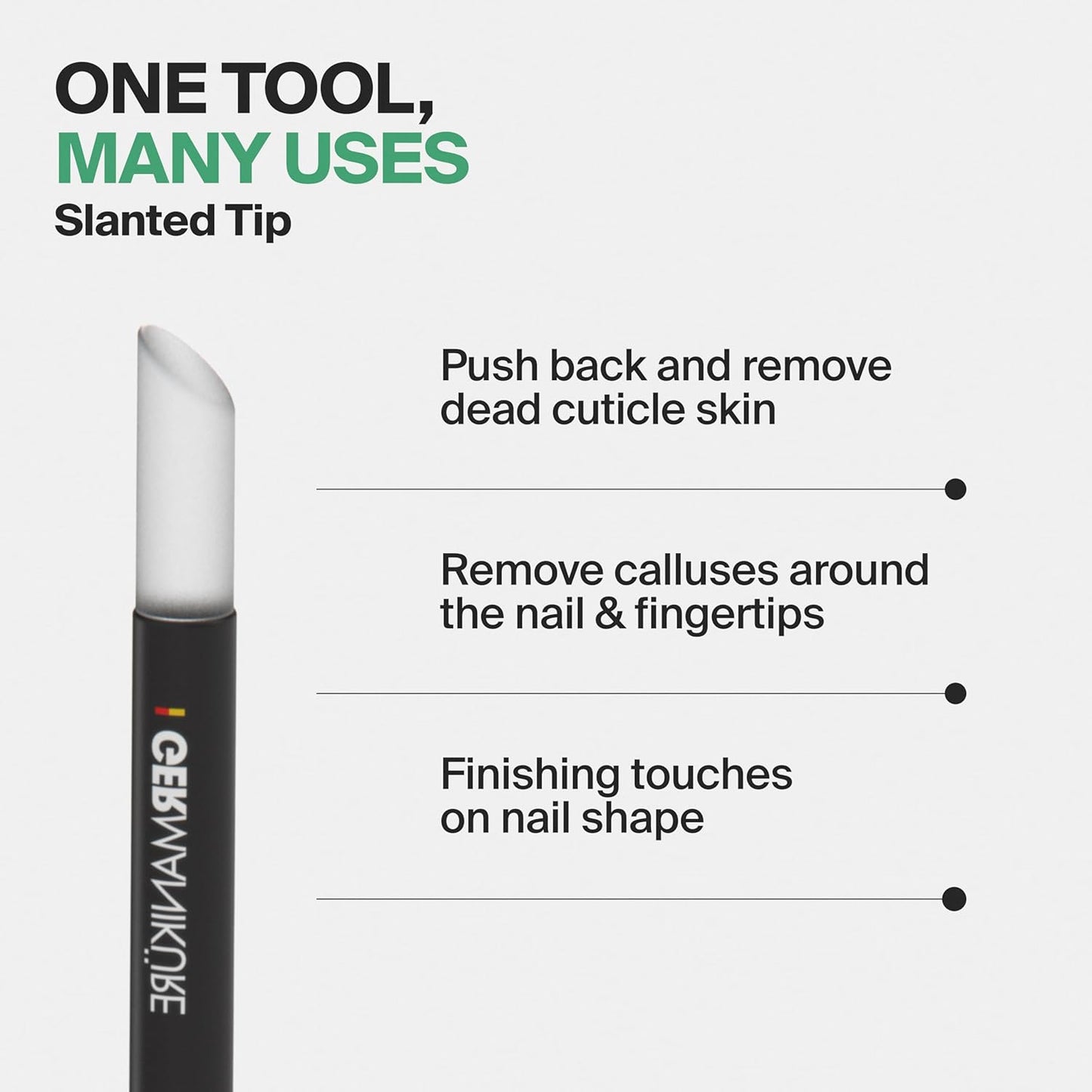 GERMANIKURE Black Glass Cuticle Stick in Cork Sleeve - Ethically Made in Czech Republic - Cuticle Pusher & Remover, Callous & Dry Skin Fingertip File, Nail Shaper