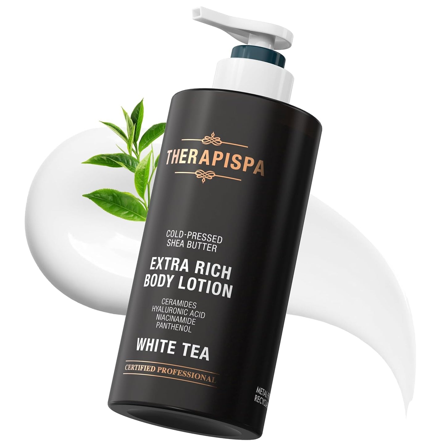 THERAPISPA Scented Body Lotion for Women – Hydrating & Nourishing Moisturizer with Shea Butter, Ceramides & Panthenol for Dry Skin – Inclusive for Everyone (White Tea, 17.0 fl oz)