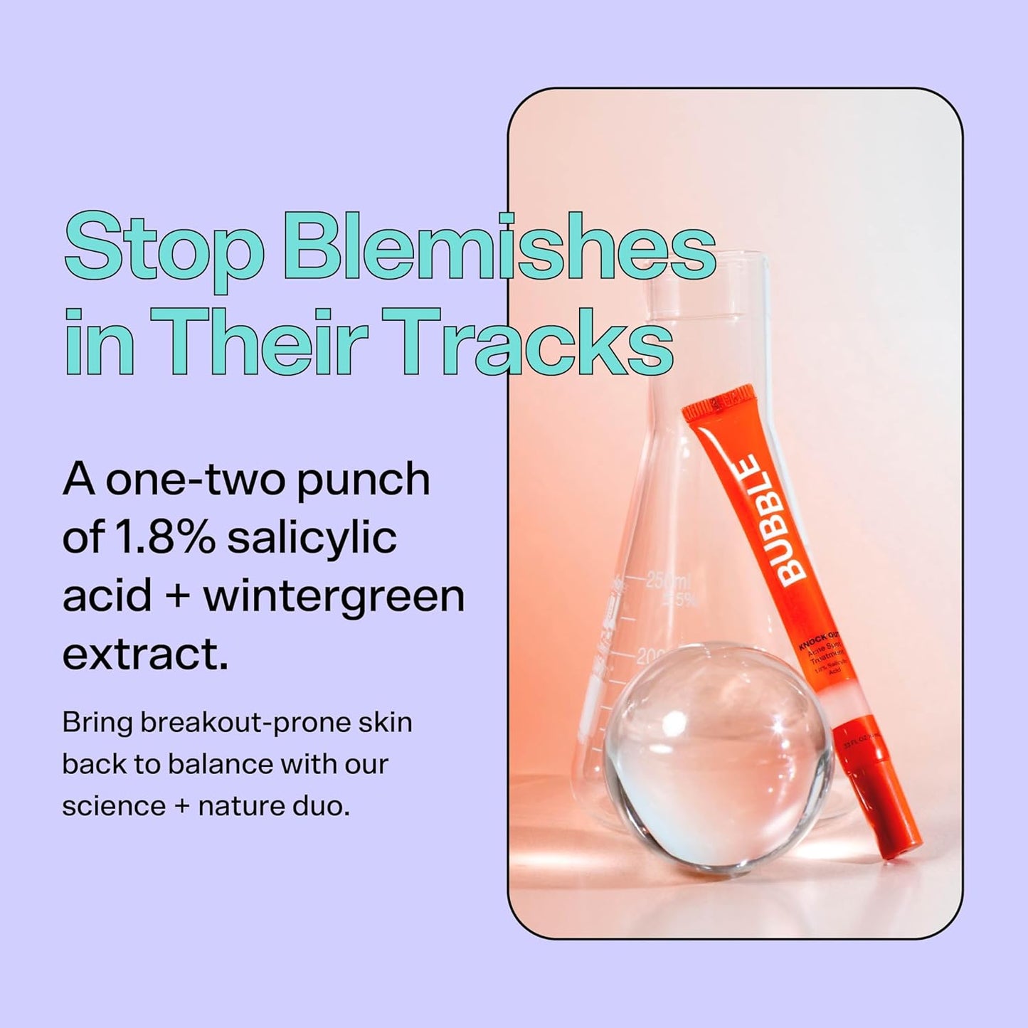 Bubble Skincare Knock Out 1.8% Salicylic Acid Acne Spot Treatment - Deep Cleansing Blemish Spot Treatment with Wintergreen & Willow Bark Extract - Clarifies & Calms Oily Skin (10ml) (Pack of 2)