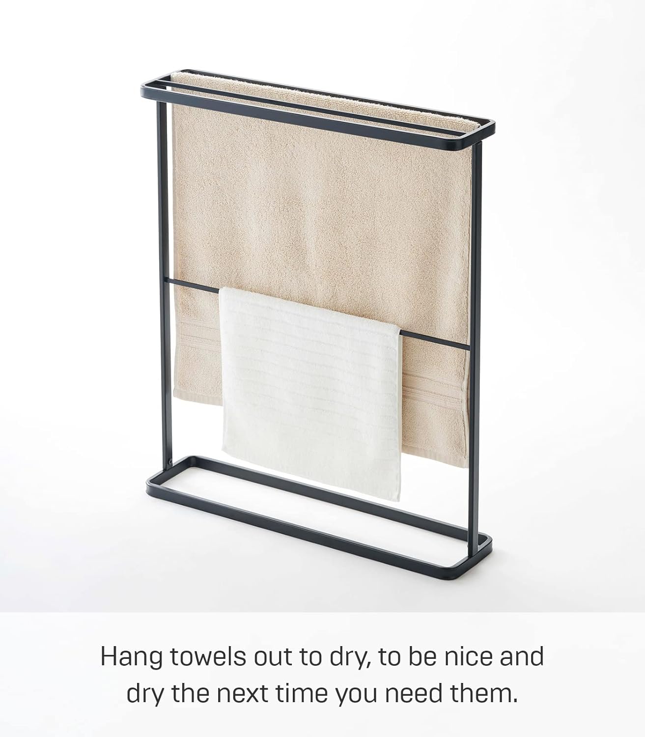 YAMAZAKI Home Tower Bath Towel Hanger - Bathroom Organizer Storage Holder Dry Rack, 30" - Steel - Holds Towels Up to 24.5" X 58"