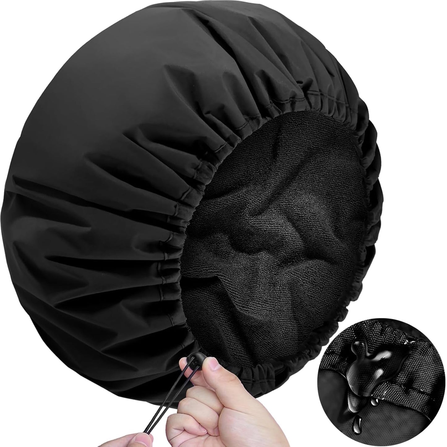 Adjustable Shower Cap with Terry Cloth Lining, Dual Waterproof Shower Cap Reusable for Women Men Large Hair Cap for Shower Double Layer Soft Bath Cap for Braids, Long Hair, Locs, Dreadlocks